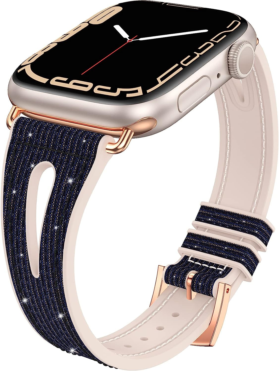 Goton Bling Band for Apple Watch Bands 49Mm 45Mm 44Mm 42Mm 41Mm 40Mm 38Mm Ultra Series 8 7 6 5 4 3 2 1 SE, Women Glitter Silicone Strap Accessories Designed for Iwatch All Series  Yin-Goton Midnight Blue 38/40/41mm 