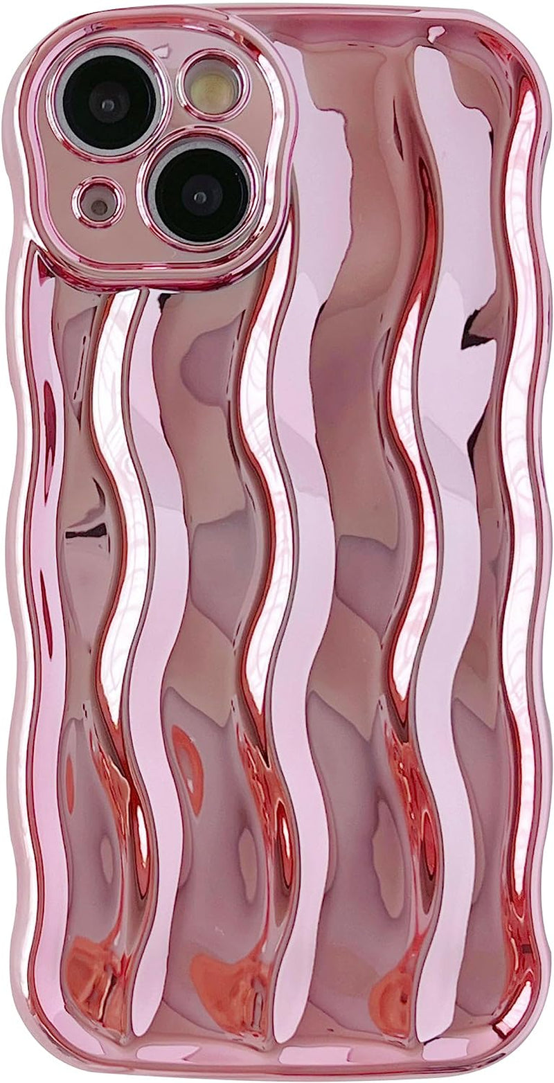 Caseative Water Ripple Pattern Curly Wave Frame Soft Compatible with Iphone Case (Green,Iphone 14 Pro)  Caseative Light Pink Iphone 13 