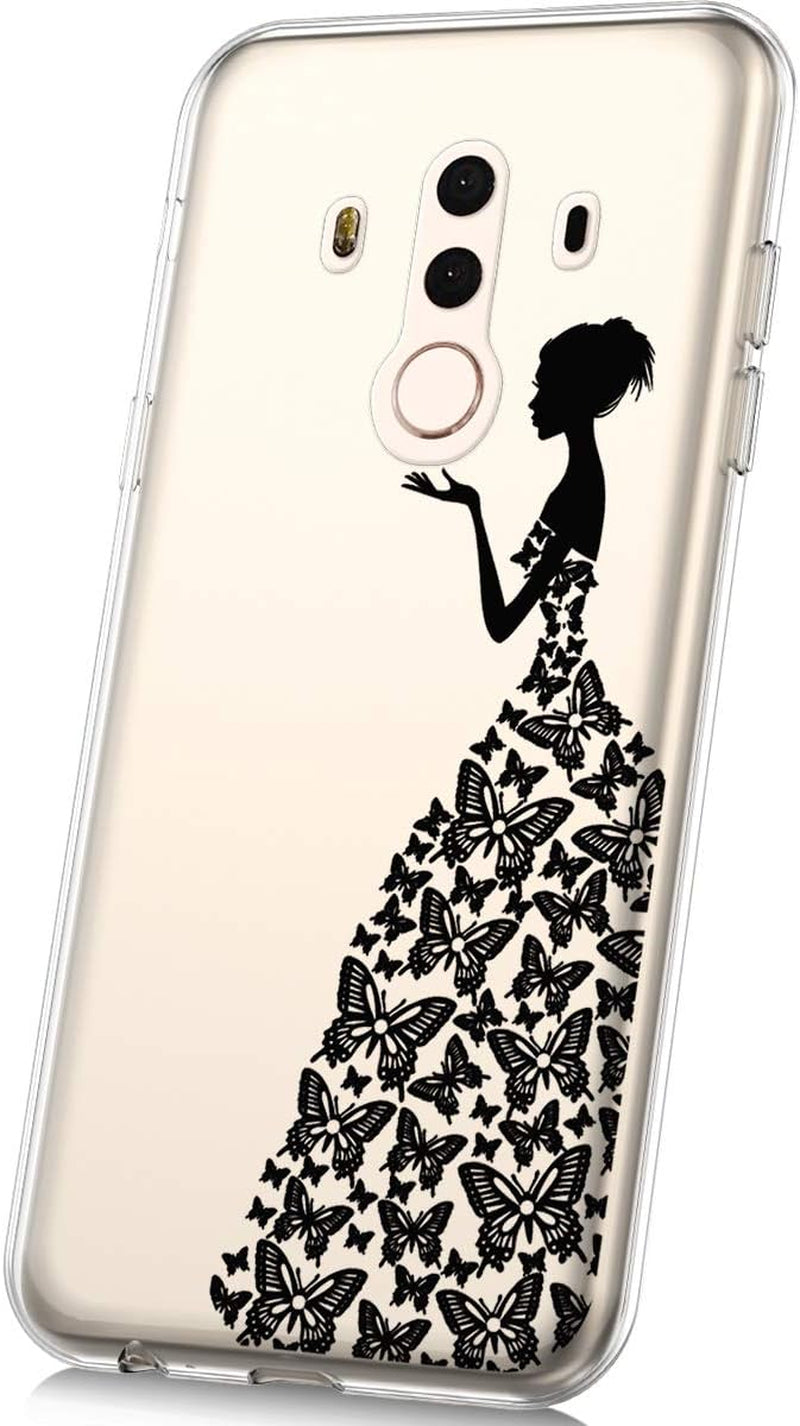 PHEZEN Case for Huawei Mate 10 Pro Case,Cute Art Design Soft Flexible Crystal Clear TPU Silicone Rubber Case Ultra Thin Transparent TPU Bumper Cover Phone Case for Huawei Mate 10 Pro,Blue Dreamcatcher  PHEZEN Black Butterfly Girl  