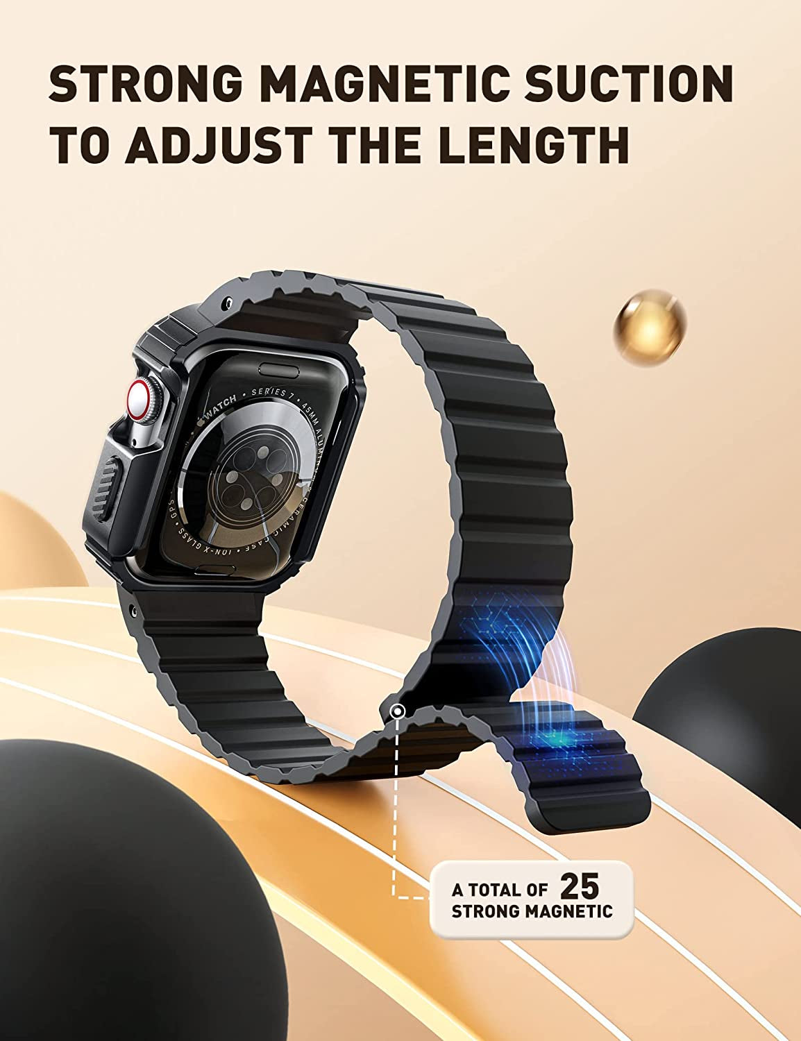 SUPCASE Unicorn Beetle Seal Case with Band for Apple Watch Series 8/7/6/5/4/SE [45/44Mm], Rugged Protective Case with Magnetic Soft Silicone Strap Bands  SUPCASE   