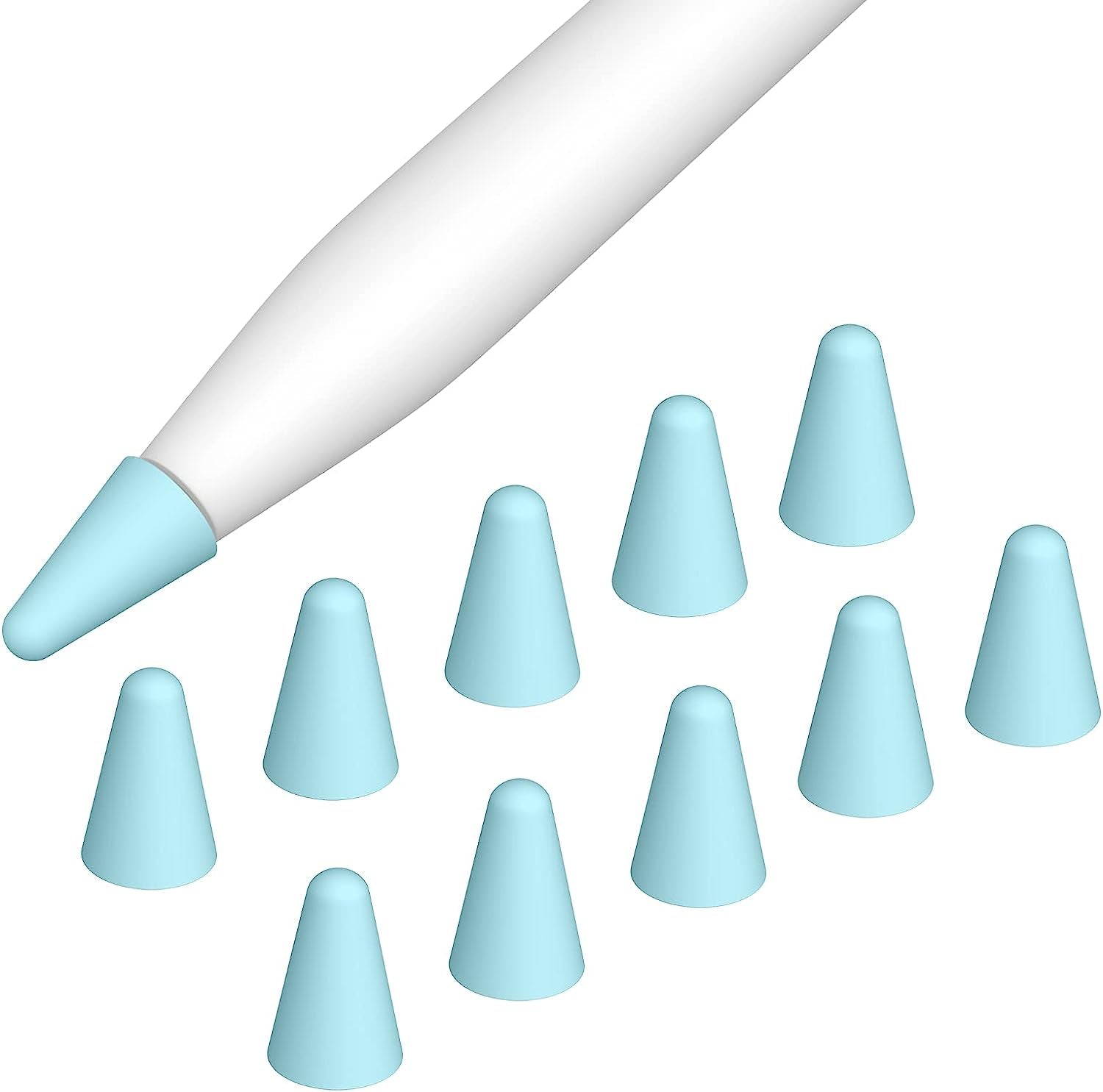 Moko [10 Pack Pencil Tips Cover Fit Ipad Pencil, Compatible with Apple Pencil 1St Gen/Pencil 2Nd Generation, Pen Nibs Cover for Drawing Writing Anti-Slip Silicone Lightweight Protective Case, Gray  MoKo Blue  