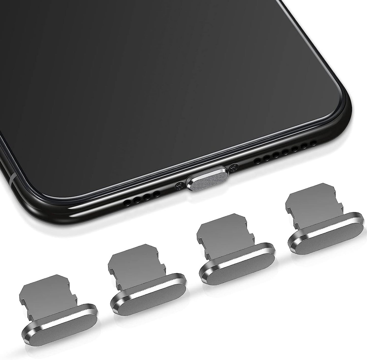 4 Pieces anti Dust Plugs Compatible with Iphone 11, Iphone 12 Protects Charging Dust Cover Compatible with Iphone 11, 12, Pro, Max/X/Xs/Xr, 7, 8 Plus, Ipad Mini/Air (Black)  Weewooday Grey  