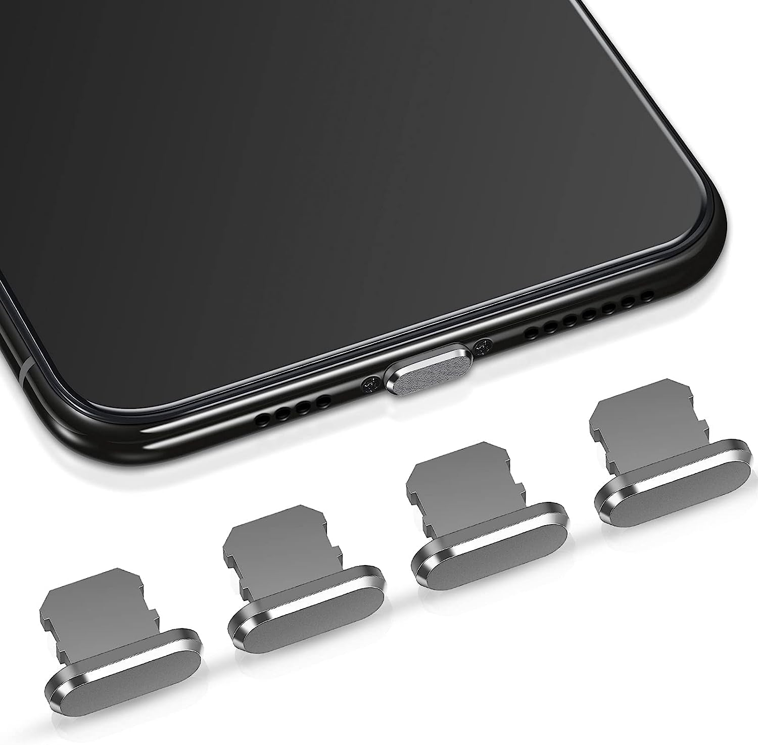 4 Pieces anti Dust Plugs Compatible with Iphone 11, Iphone 12 Protects Charging Dust Cover Compatible with Iphone 11, 12, Pro, Max/X/Xs/Xr, 7, 8 Plus, Ipad Mini/Air (Black)  Weewooday Grey  