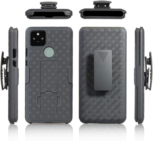JACKPOT WIRELESS for Google Pixel 4A 5G Case 6.2 Inch (Not Fit Pixel 4A) Holster with Screen Protector, Swivel Belt Clip Kickstand Holder, Slim Rugged Full Shell Protective Cover (Black)  JACKPOT WIRELESS   