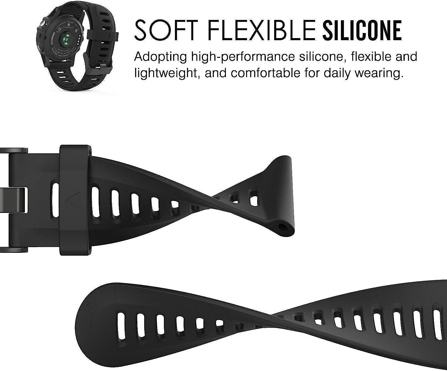 Moko Garmin Fenix 3 / Fenix 5X Watch Band, Soft Silicone Replacement Watch Band for Garmin Fenix 3 / Fenix 3 Hr/Fenix 5X Smart Watch, 4Pack  MoKo   