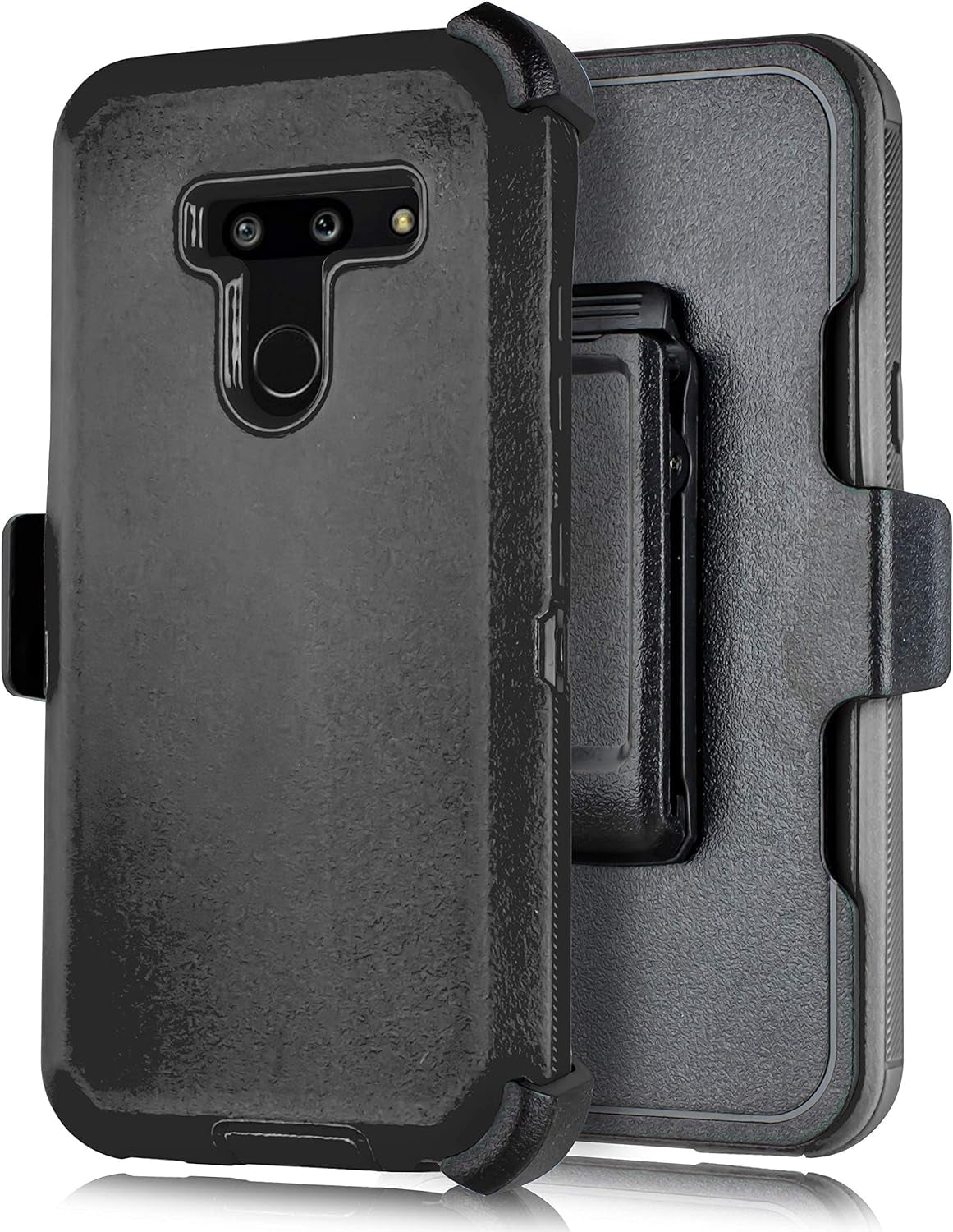 For LG G8 Thinq Case, LG G8 Case, W/Built-In [Screen Protector] Heavy Duty Full-Body Armor Case [Belt Clip Holster][Kickstand] (Black)  SPM   