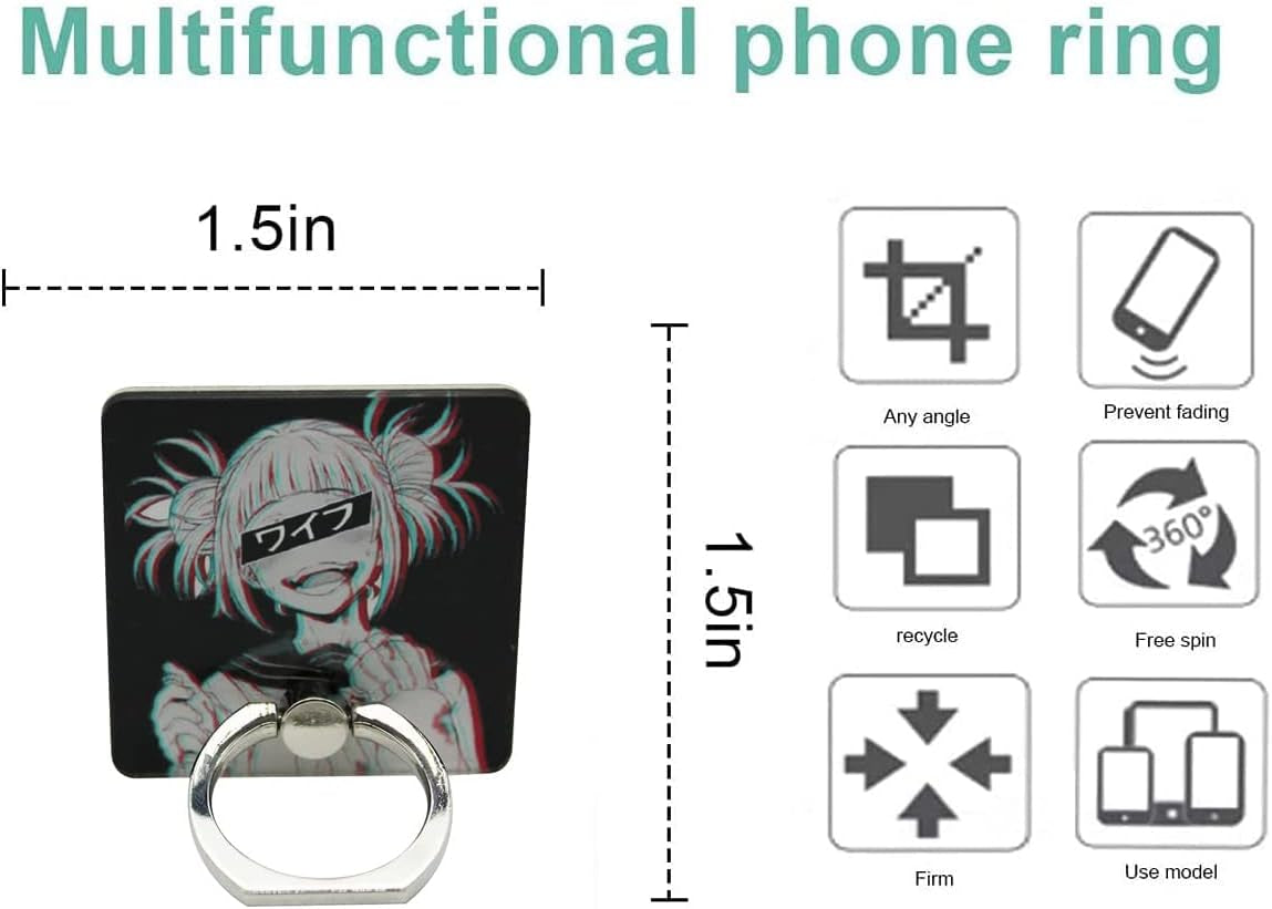YANGHUOHUO, My Hero Academia Toga Himiko the Villain Waifu Phone Ring Holder Stand Japanese Anime 360 Degree Rotating Ring Grip Mounts anti Drop Finger Holder Cradles for Cellphone Tablets  YANGHUOHUO   