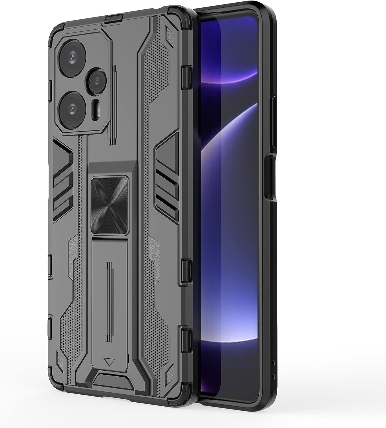 Pzwoxukhov Case for Redmi Note 12 Turbo 5G Case Cover,Case for Xiaomi Poco F5 5G Protective Phone Cover with Kickstand,Magnetic Attraction Function Case Black  Pzwoxukhov   