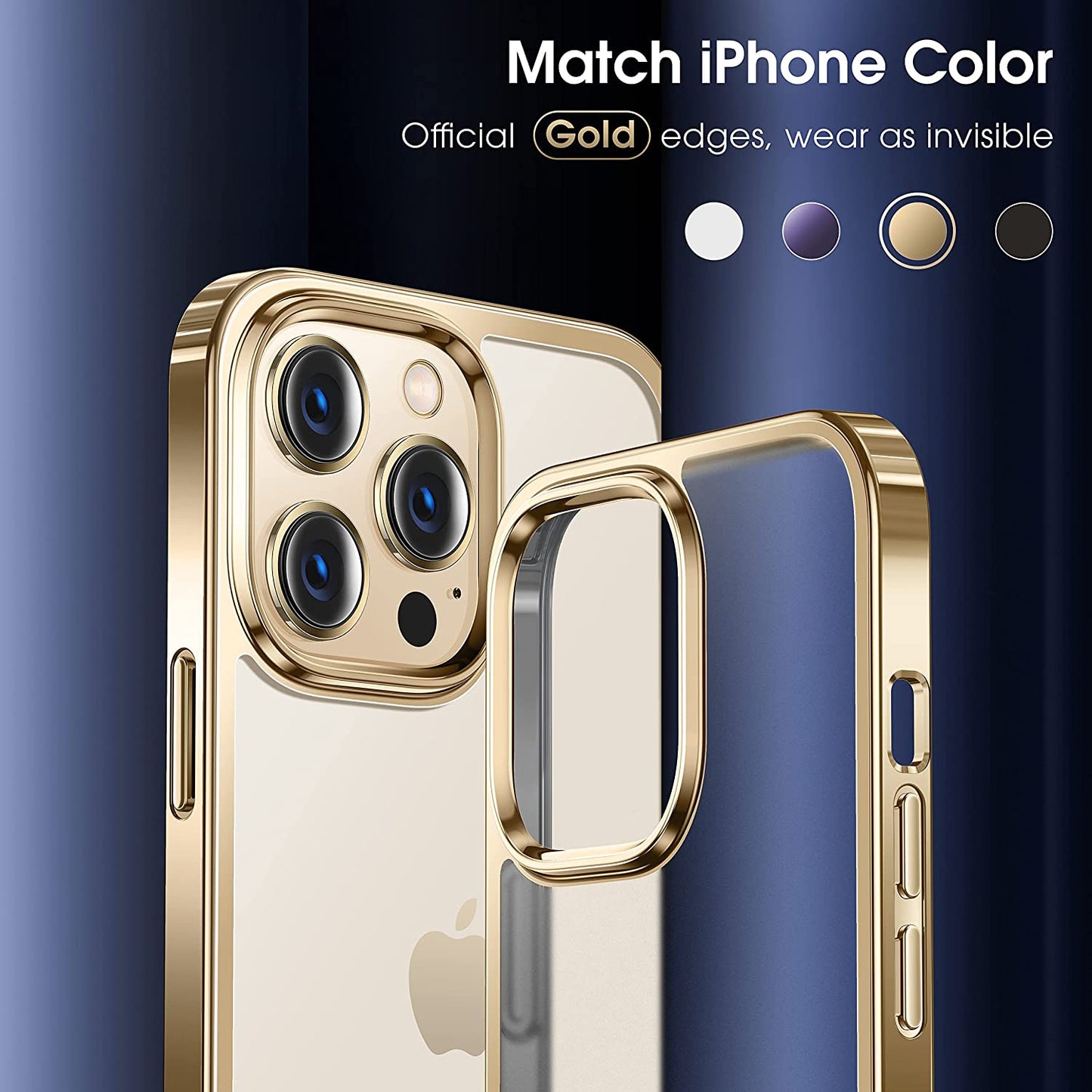 Alphex Invisible Clear Case for Iphone 14 Pro [Look as Caseless] [Never Yellowing] 8FT Military Grade Protective Soft Glossy Bumper Matte Slim Women Men Phone Cover 6.1 Inch, Gold  Alphex   