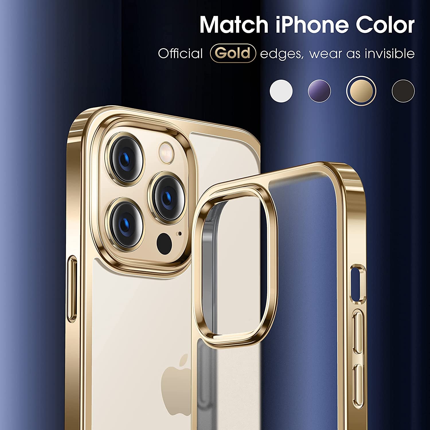 Alphex Invisible Clear Case for Iphone 14 Pro [Look as Caseless] [Never Yellowing] 8FT Military Grade Protective Soft Glossy Bumper Matte Slim Women Men Phone Cover 6.1 Inch, Gold  Alphex   