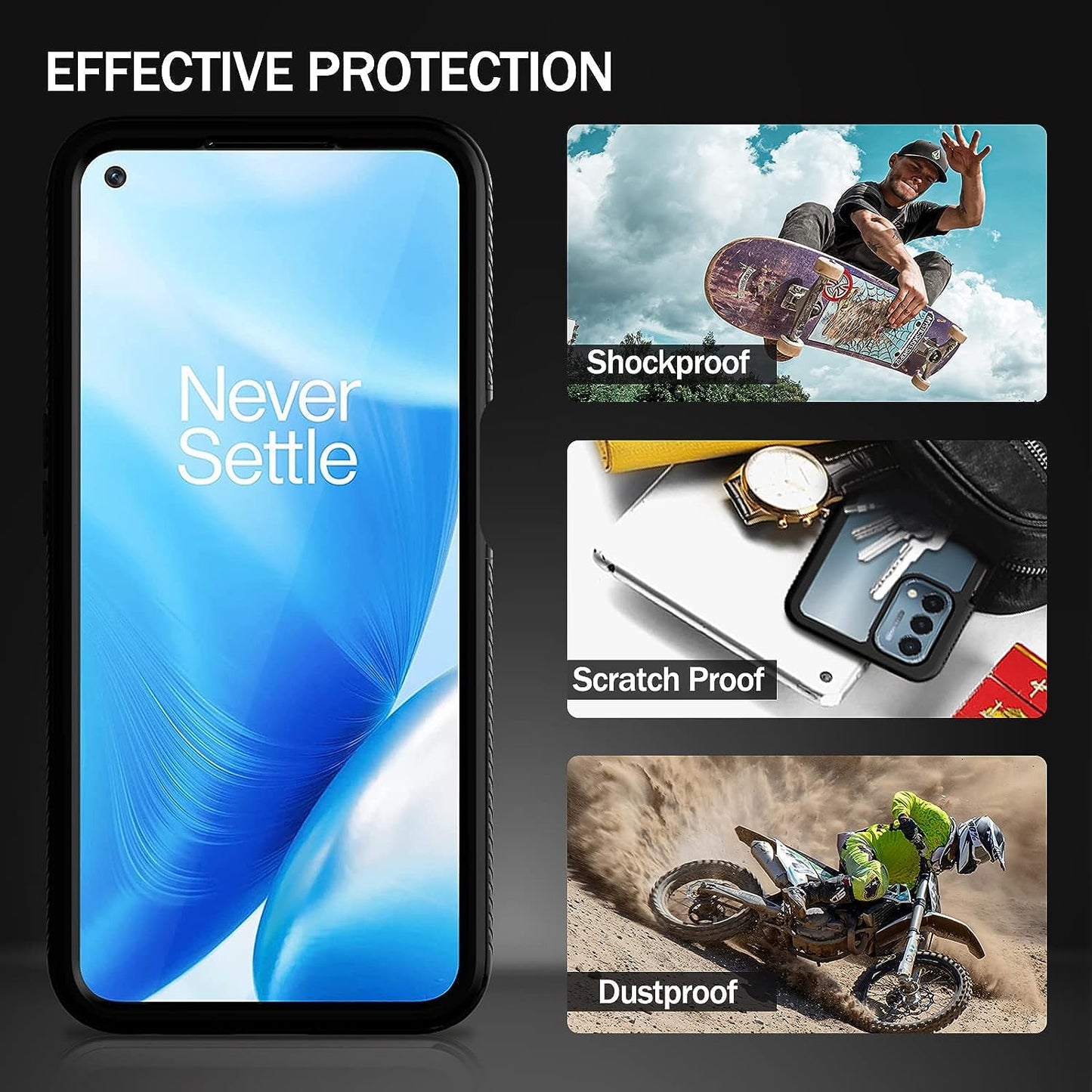 Wahhle Oneplus Nord N200 5G Case, Built in Screen Protector Full Body Shockproof Slim Fit Bumper Protective Phone Cover for 1+ Nord N200 5G Men Women-Black/Clear  wahhle   