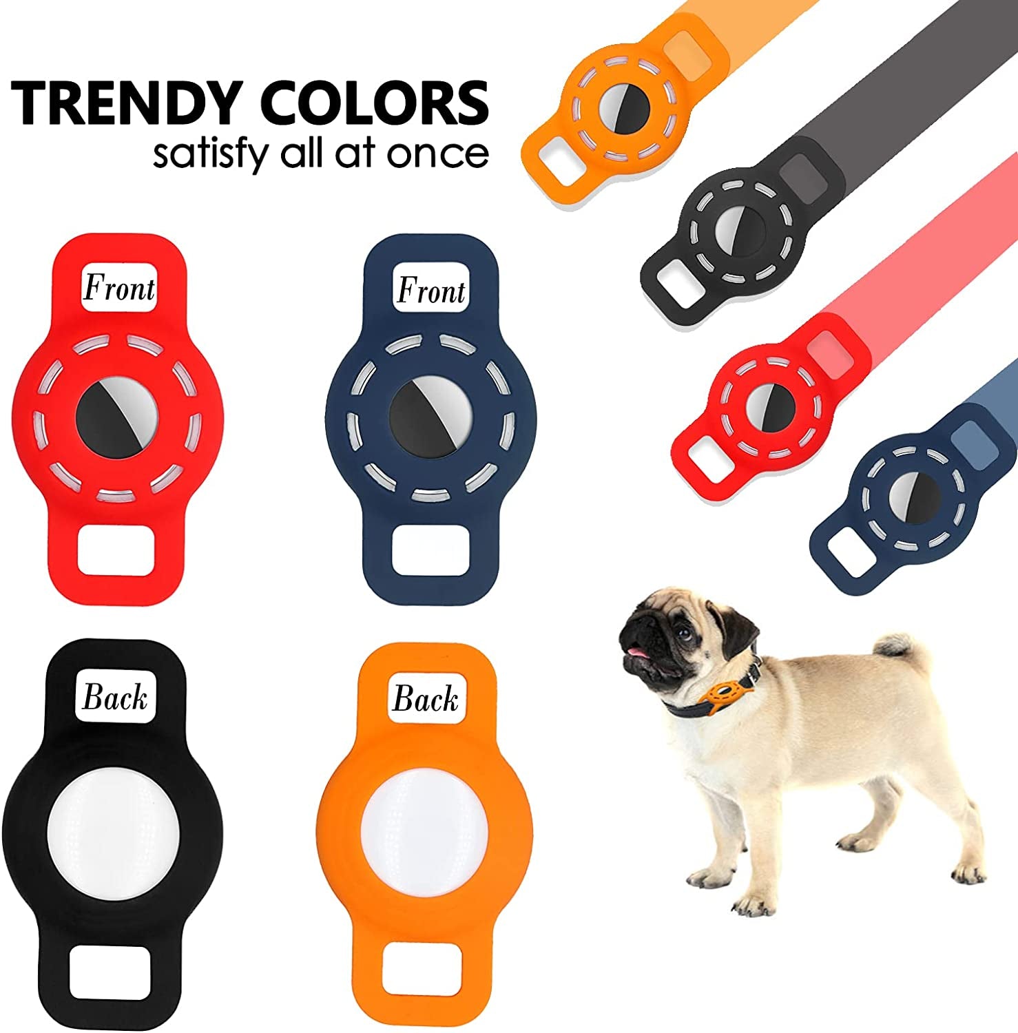 Amaessom Airtag Dog Collar Holder（4 Pack） Protective Airtag Case for Dog Collar，Anti-Lost Air Tag Case Holder Cover Compatible with Cat Dog Collars Loop ，Airtag Pet Holder 0.8 Inch Width  Amaessom   