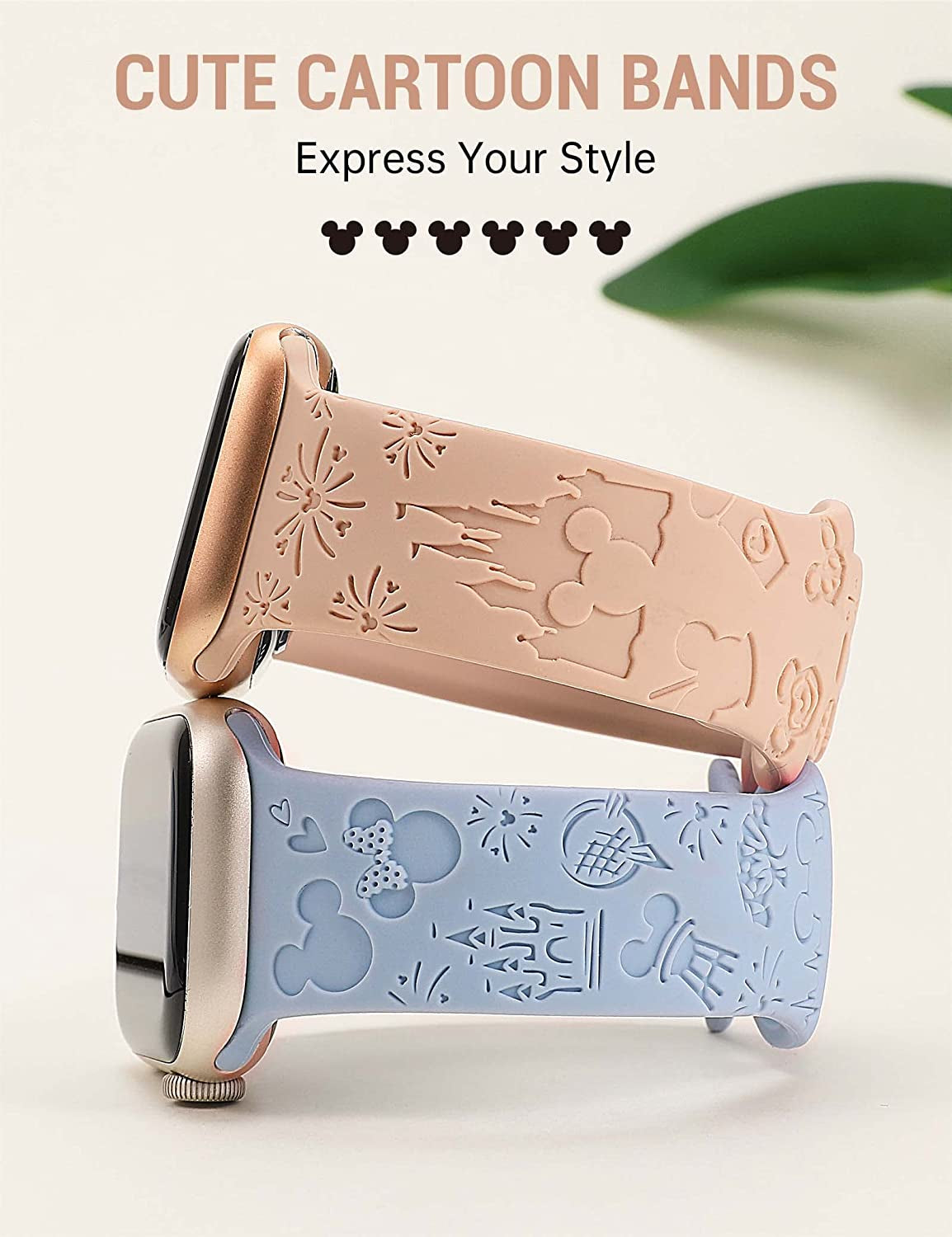 Girovo 2 Packs Cartoon Engraved Bands Compatible with Apple Watch Bands 38Mm 40Mm 41Mm 44Mm 45Mm 42Mm 49Mm Women, Cute Anime Designer Soft Silicone Strap for Iwatch Series 8/7//6/5/4/3/2/1/Se/Ultra  Girovo   