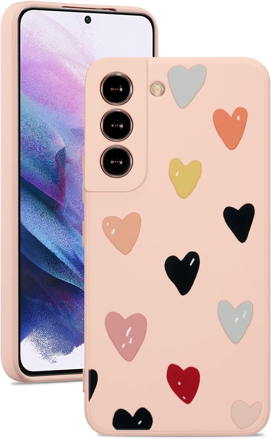 ZTOFERA Compatible with Samsung Galaxy S22 plus 5G Case, Soft Silicone Shockproof Protective Bumper Case Cute Hearts Pattern Girls Women Back Phone Cover for Samsung Galaxy S22 plus 5G, Beige  ZTOFERA Pink  