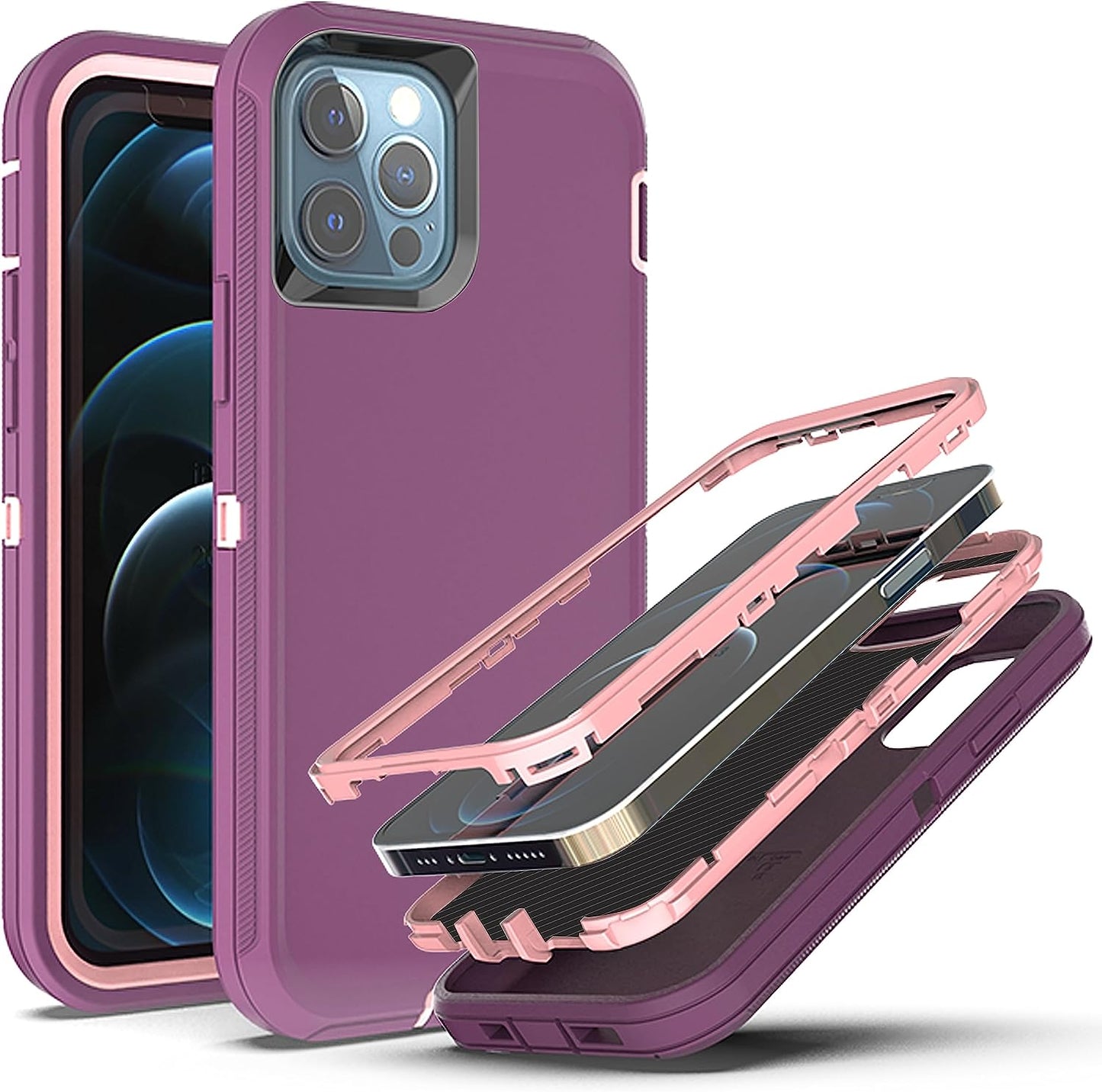 Ymhxcy for Iphone 11 Pro Case Shockproof Dropproof Dust-Proof Drop Proof 3-Layer Durable Phone Case Heavy Duty Protection Phone Case Cover for Apple Iphone 11 Pro 5.8“ Aqua Blue and Lime Green  YmhxcY Wine Red / Rose Pink  