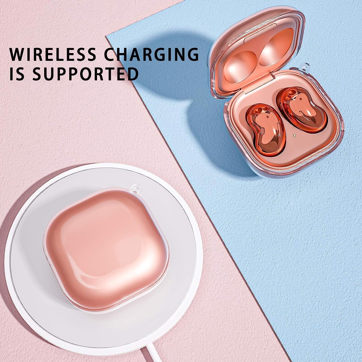 Newseego Compatible with Samsung Galaxy Buds 2 (2021)/Galaxy Buds Pro Case/Galaxy Buds Live Case, Fashion Protective Cover Soft TPU Silicone Shockproof Headphones Case with Ring Keychain- Clear  Newseego   