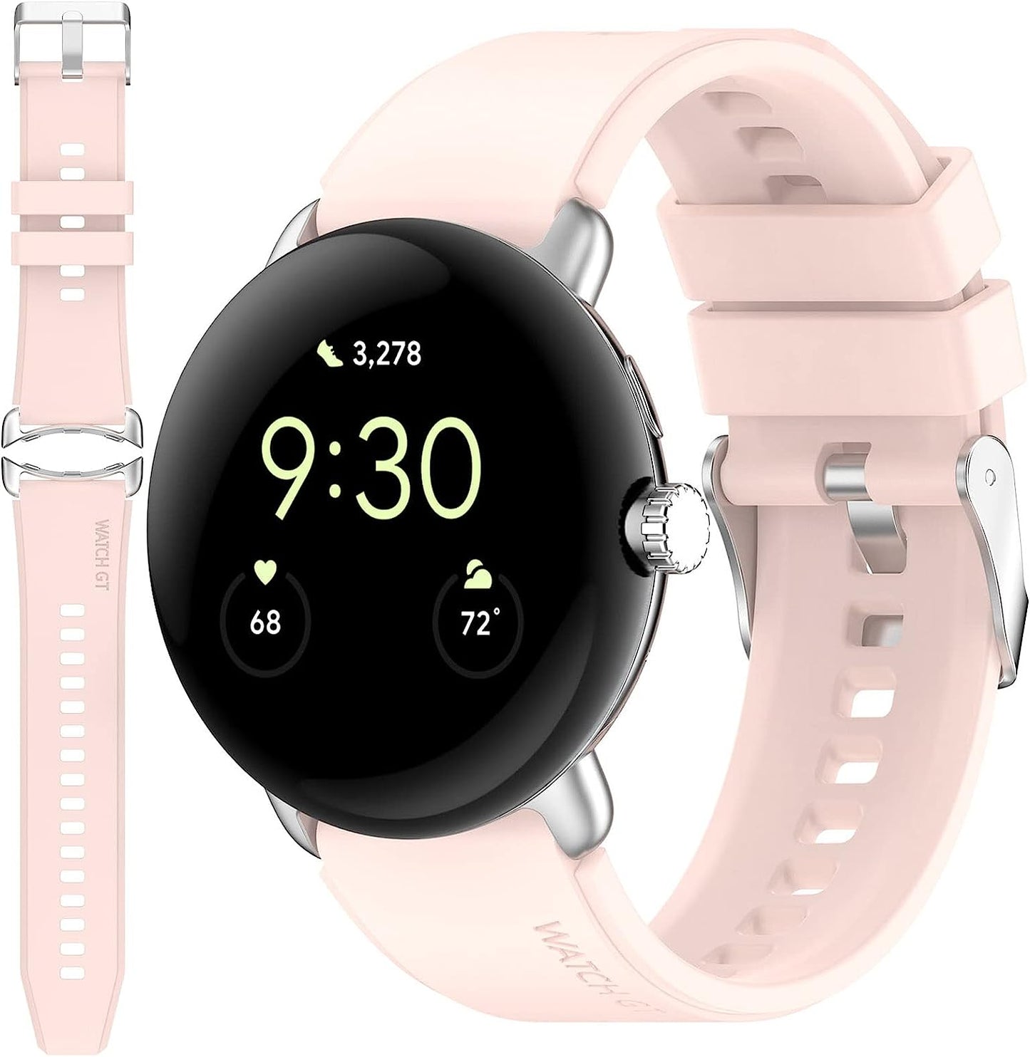 Miimall Compatible for Google Pixel Watch Bands, Pixel Watch Band for Men Women, Waterproof Soft Silicone Strap, Lightweight Sport Wristband Strap for Google Pixel Watch (Black)  Miimall Pink  