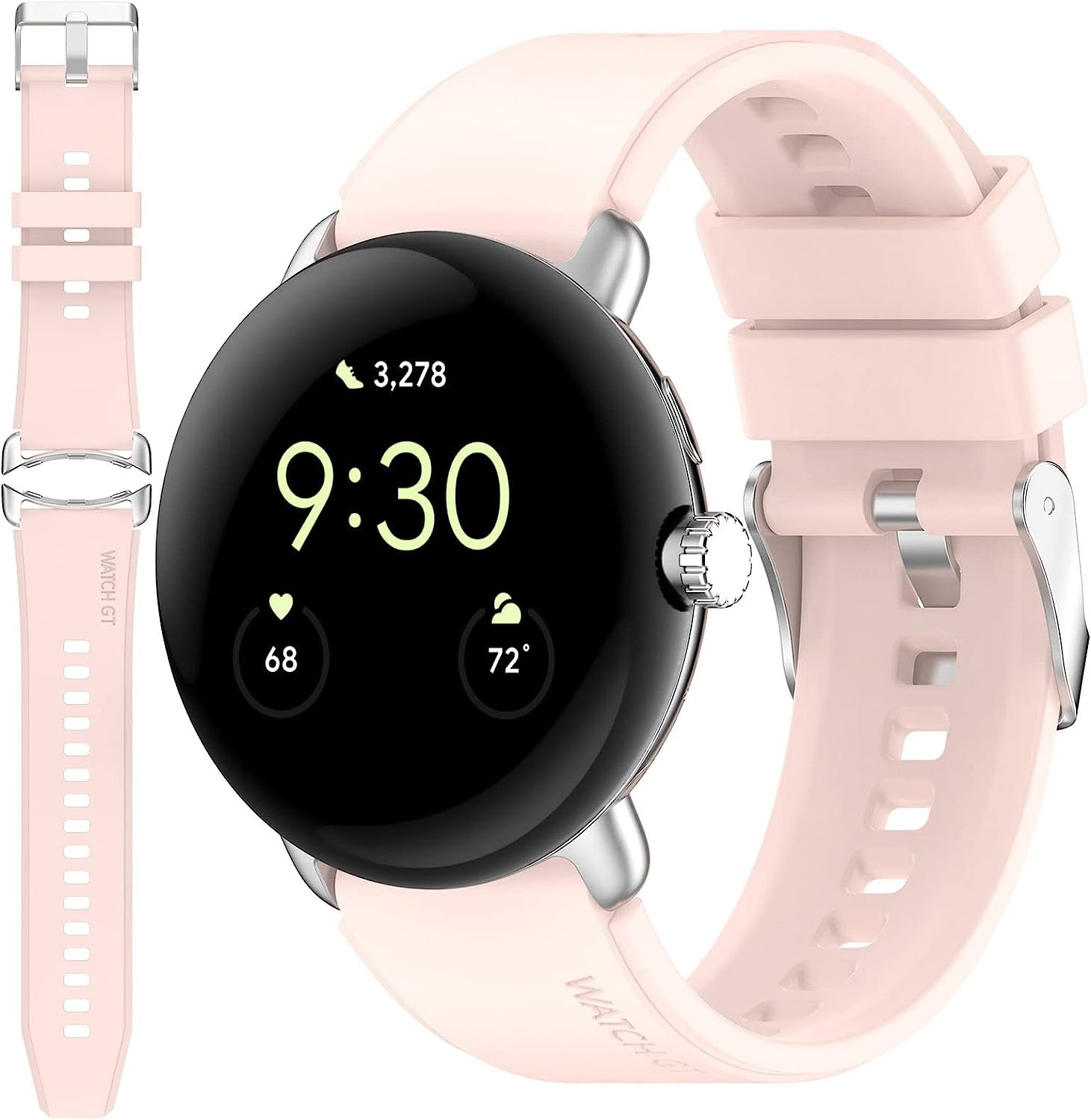 Miimall Compatible for Google Pixel Watch Bands, Pixel Watch Band for Men Women, Waterproof Soft Silicone Strap, Lightweight Sport Wristband Strap for Google Pixel Watch (Black)  Miimall Pink  