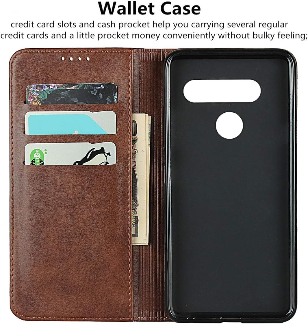 Icovercase for LG V40 Thinq Wallet Case, Premium PU Magnetic Leather Card Slots Holder Carry Kickstand Feature Flip Cover Case for LG V40 (Dark Brown)  iCoverCase   
