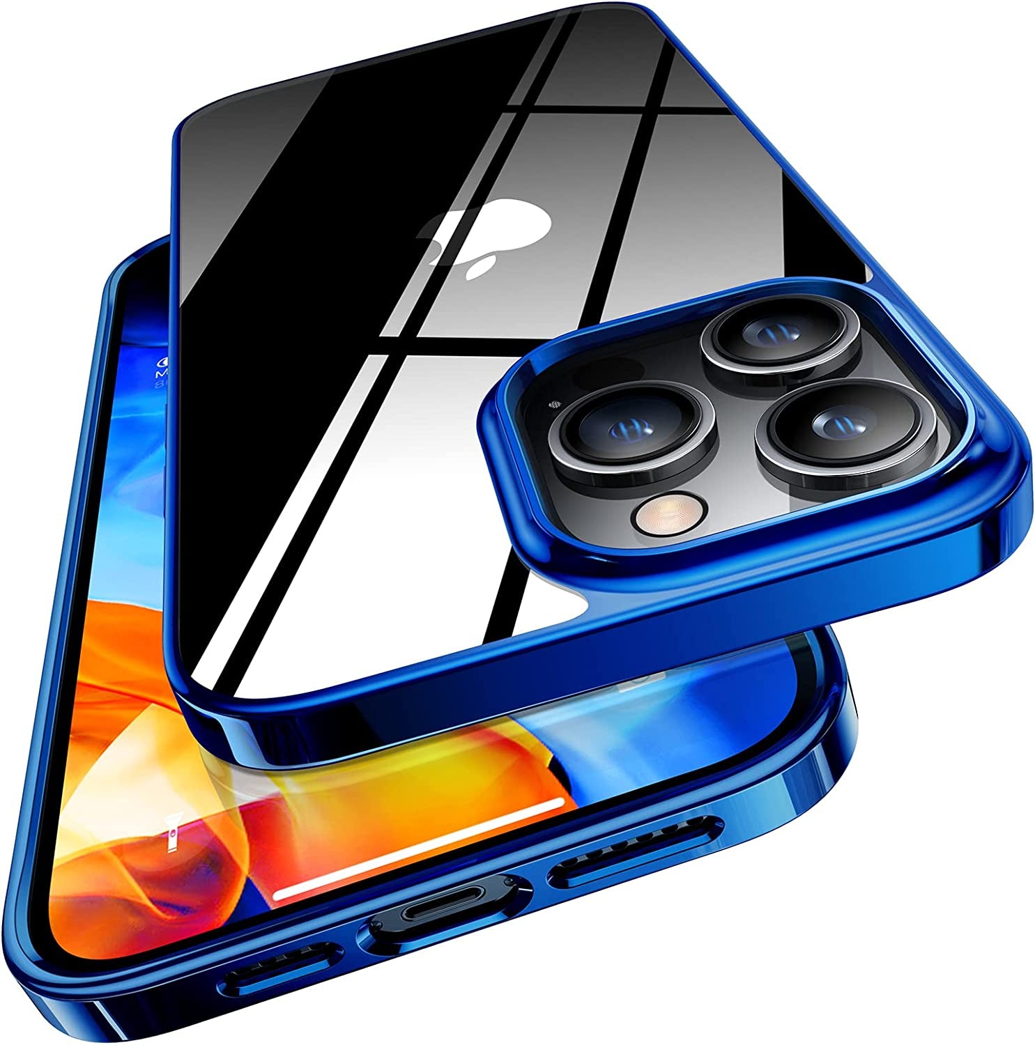 TORRAS Crystal Clear Designed for Iphone 14 Pro Case, Ultra-Thin [Non-Yellowing] [Military Protective Absorber] Slim Fit Soft Silicone TPU Cover for Iphone 14 Pro Phone Case 6.1 Inch, Dark Purple  TORRAS Navy Blue  