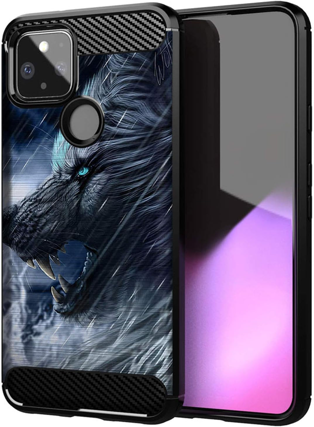 Casesondeck Slim Case Compatible with [Google Pixel 4A 5G (2020)] Thin Scratch Preventing TPU, Matte Finish Carbon Fiber Texture Edges (Mexican Skull)  CasesonDeck Artic Wolf  