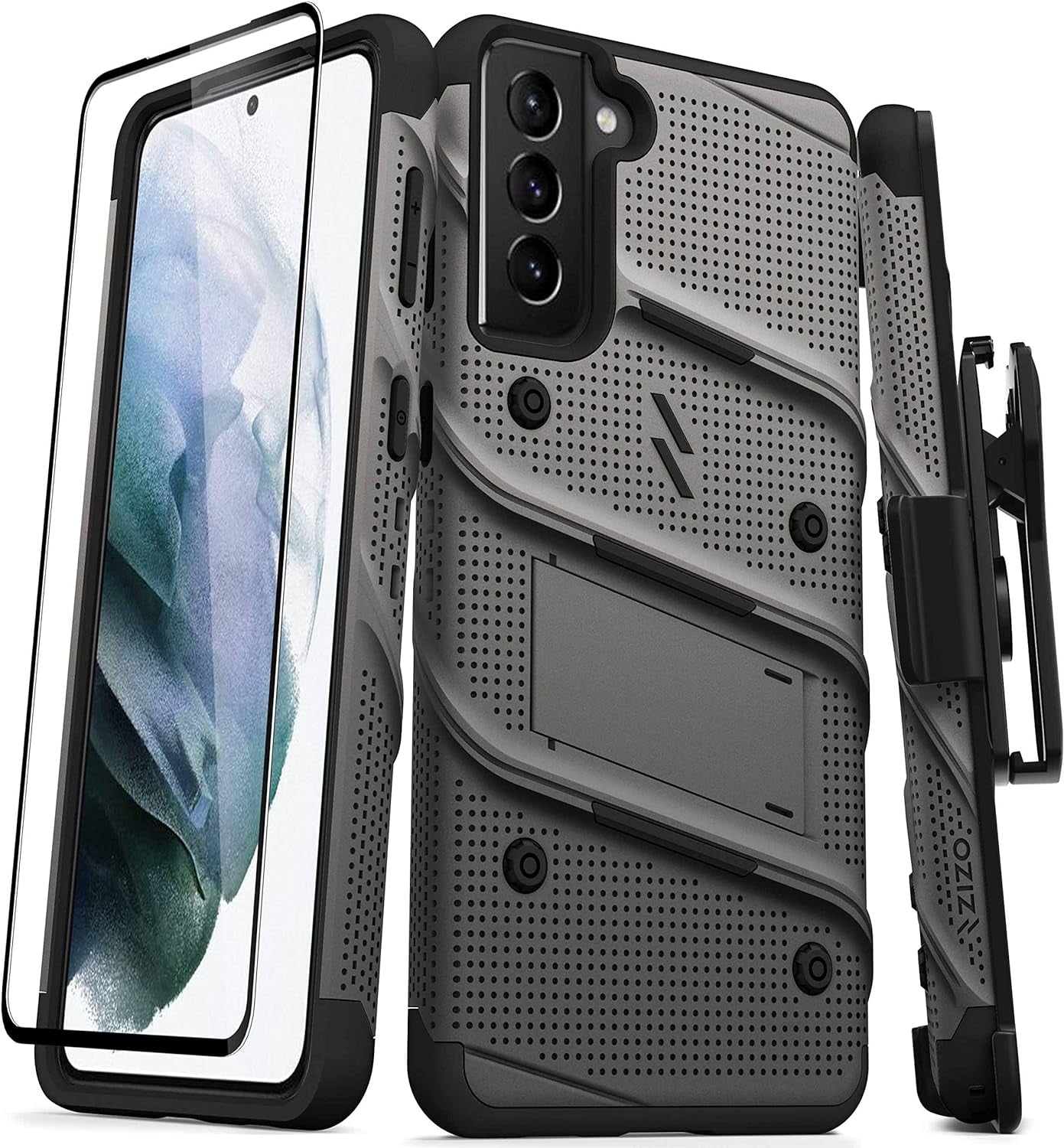 ZIZO Bolt Series for Galaxy S21 plus Case with Screen Protector Kickstand Holster Lanyard - Black & Red  Zizo Gun Metal Gray/Black  
