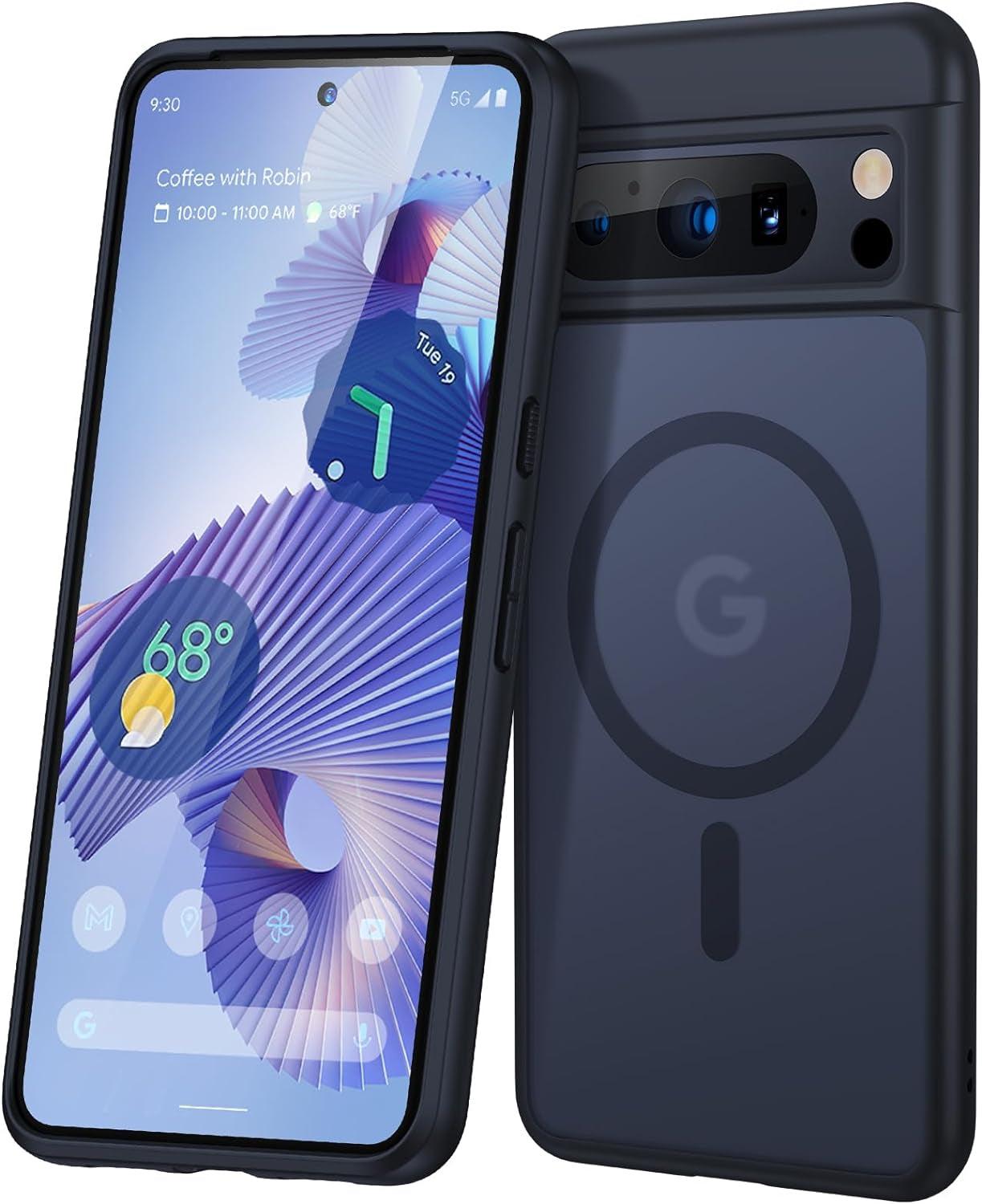 Humixx for Google Pixel 8 Pro Shockproof Case [Ultimate Silky Touch][Mil-Grade Drop Protection] Anti-Fingerprints Translucent Matte Hard Back Protective Slim Phone Cover for Pixel 8 Pro 6.7” Green  Humixx [3] Magnetic Black Google Pixel 8 Pro 