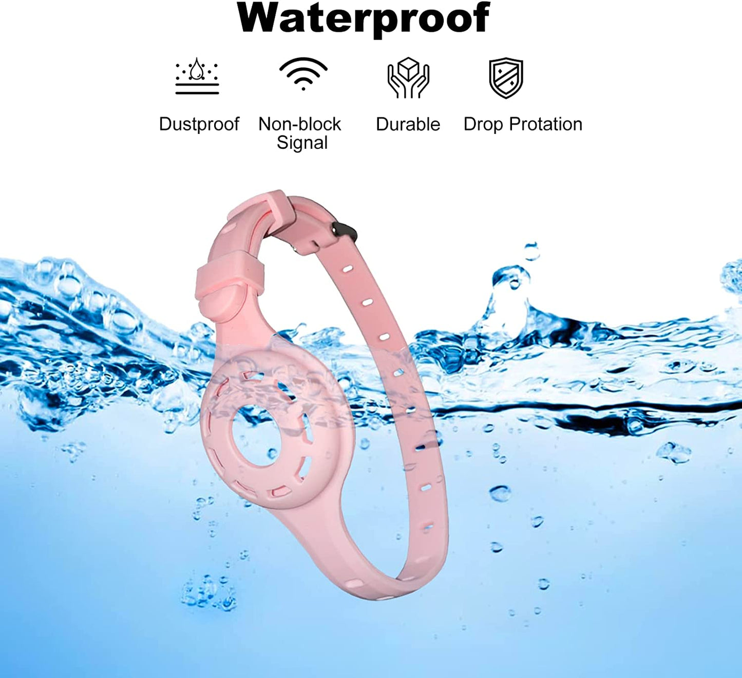 Airtag Cat Collar Airtag Dog Collar Holder with 1 HD Protective Film 4.8-12.8Inch Soft Silicone Dog Collars for Apple Airtag on Small Cats Small Dogs (Pink)  UMOPET   