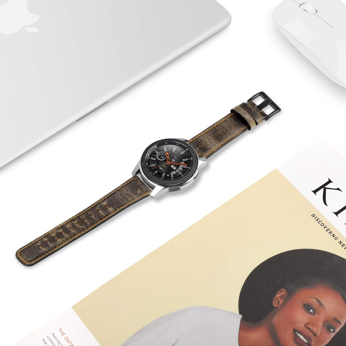 Compatible with Samsung Galaxy Watch 46Mm, 22Mm Genuine Leather Band for Samsung Gear S3 Frontier/Huawei Watch GT 2 46Mm, Leather Strap Replacement for Men Women  EIHAIHIS   