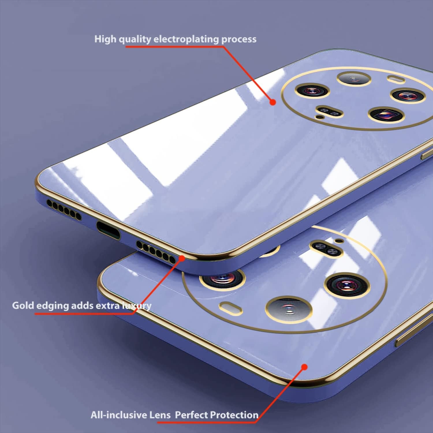 Compatible with Xiaomi 13 Ultra Case for Women Men, Ultra Thin Xiaomi 13 Ultra Phone Case Silicone Cute Shockproof Plating Electroplate Soft Cases Cover (Lavender Grey)  Tiwinxing   