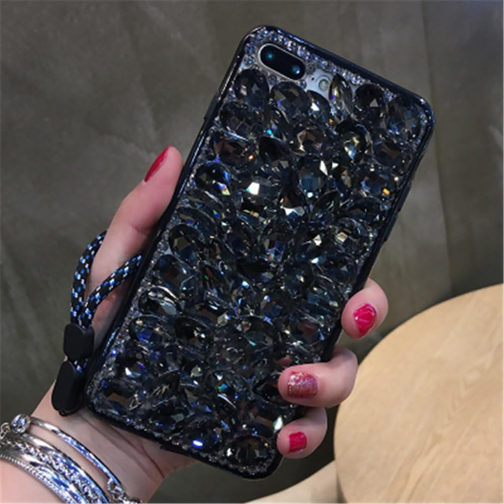 Case for LG G6,Luxury 3D Handmade Sparkle Stunning Stones Crystal Rhinestone Bling Full Diamond Gemstone Glitter Case for LG G6(A Full Black)  RB-CASE   
