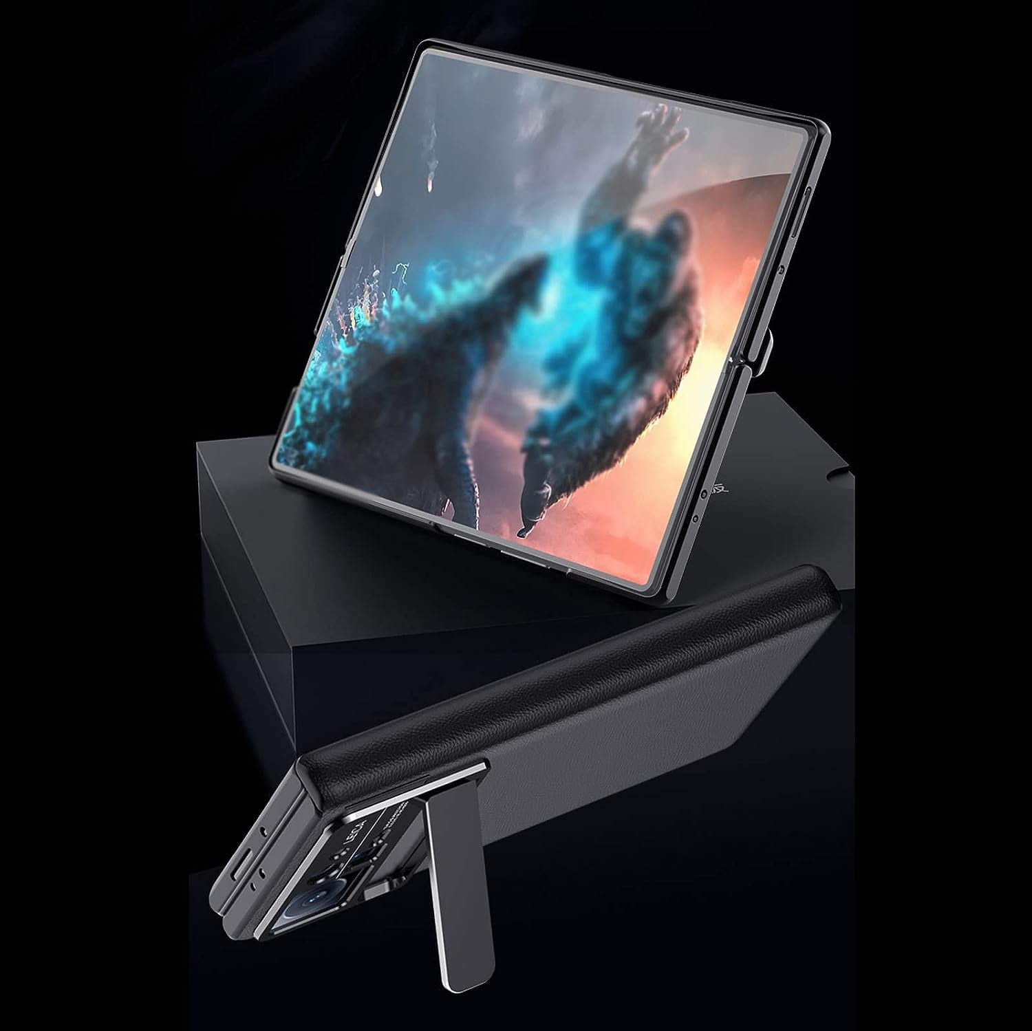 YAGELANG Case for Xiaomi Mix Fold 2, Hinge Protection Premium Real Leather Case with Magnetic Kickstand Screen Protector Camera Protection All-Inclusive PC Shockproof Case,Gold  YAGELANG   