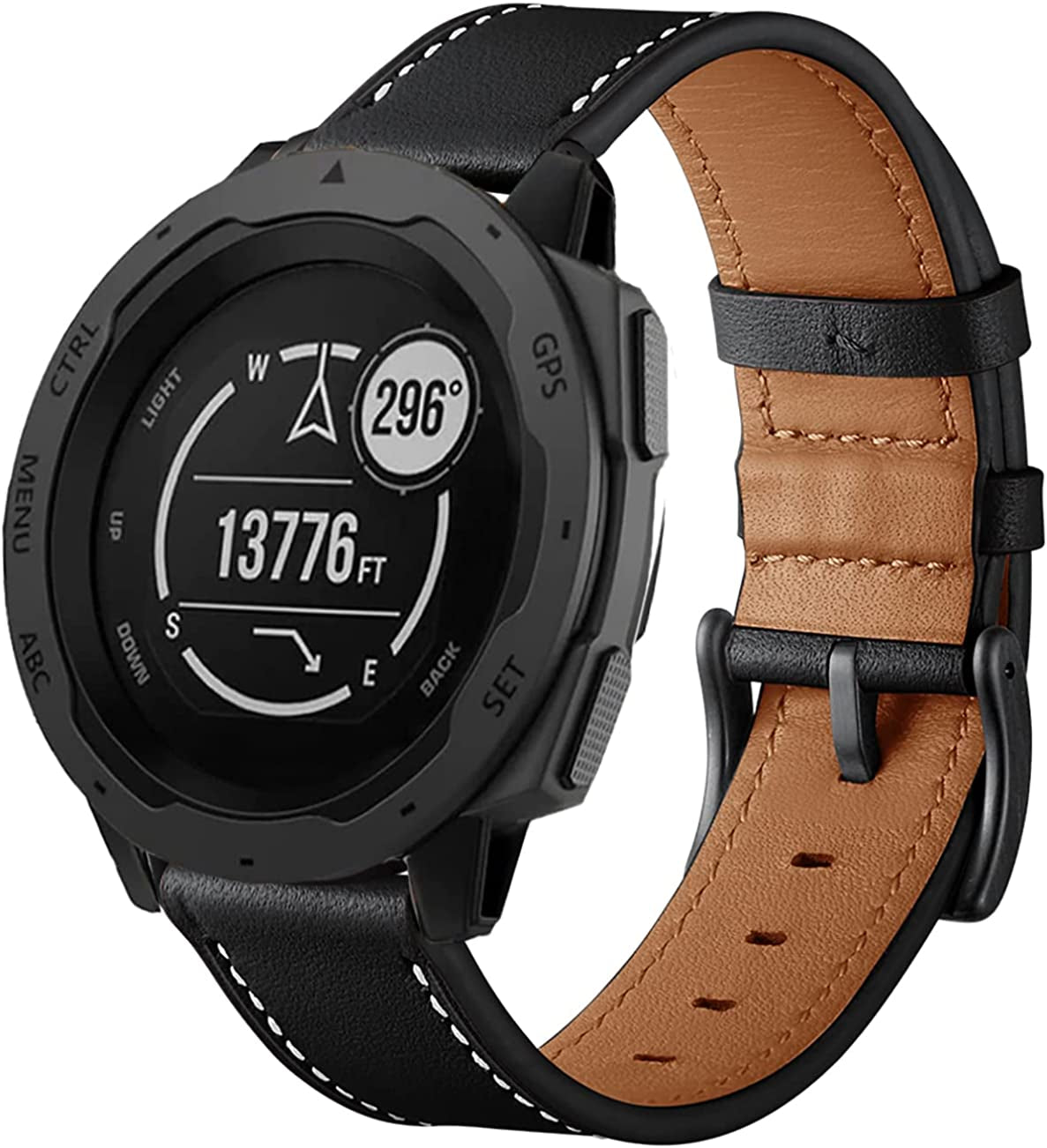 Olytop for Garmin Instinct/2 Solar Watch Bands, Leather Replacement Bracelet Strap Wristband Women Men for Garmin Instinct Tactical/Esports/Solar/Tide Smartwatch  Olytop   