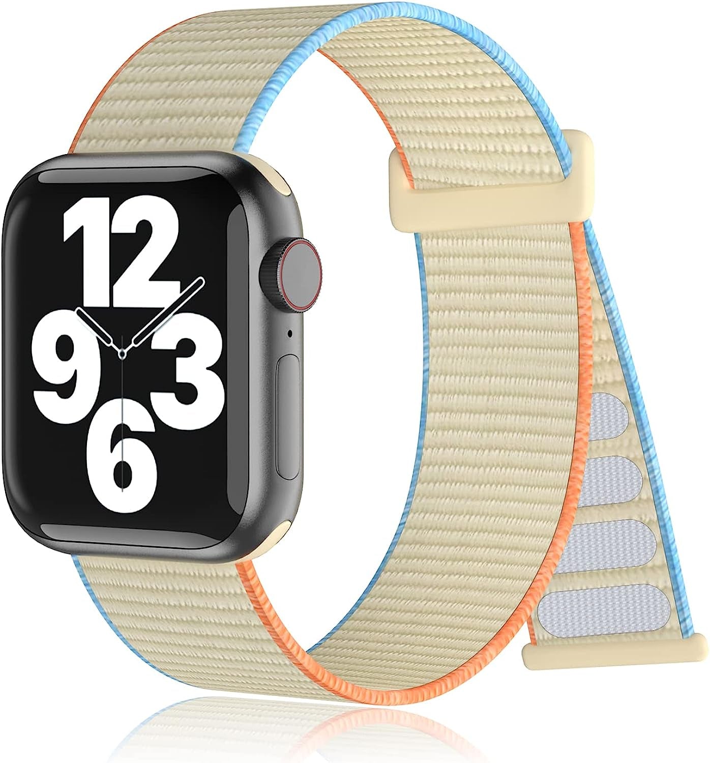 Nylon Sport Loop Bands Compatible with Apple Watch Band for Women Men, Stretchy Elastic Braided Replacement Straps for Iwatch Series 6 7 5 4 3 2 1 SE  N-Hocezyg Milky White 42mm/44mm/45mm 