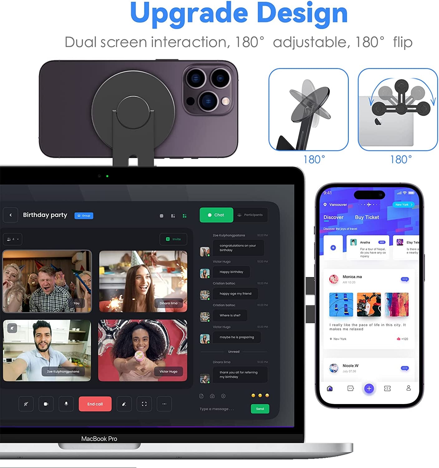 Cloudvalley Magnetic Laptop Phone Holder, Adjustable Continuity Camera Mount Compatible with Magsafe & for Ios 16 / Macos 13 Ventura, Slim Portable Computer Expansion Bracket for Smartphone, Black  CloudValley   