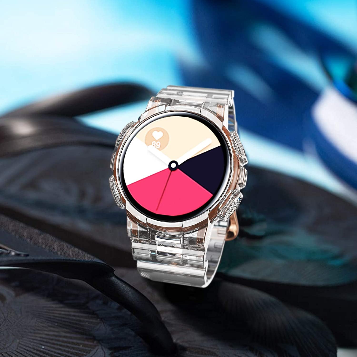 ANCOOL Compatible with Galaxy Active 2 40Mm Band, Clear Watch Band with Protective Case Replacement for Samsung Galaxy Active 2 40Mm Smartwatch (Clear)  ANCOOL   