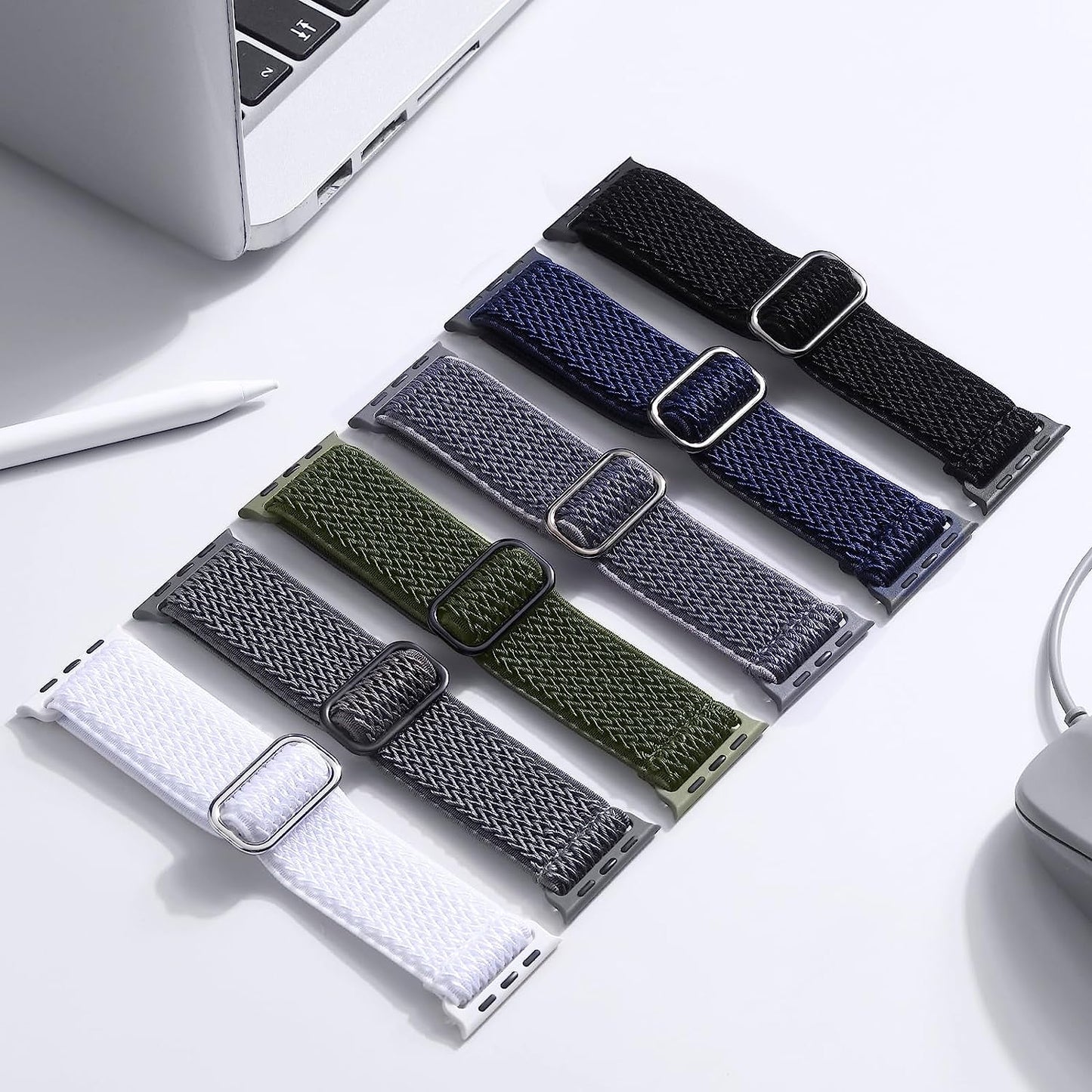 Lerobo 6 Pack Stretchy Braided Bands Compatible with Apple Watch 44Mm 45Mm 42Mm 49Mm 41Mm 40Mm 38Mm Women Men,Elastic Nylon Solo Loop Sport Strap Accessories for Iwatch Series Ultra 8/7/6/5/4/3/2/1/SE  Lerobo   