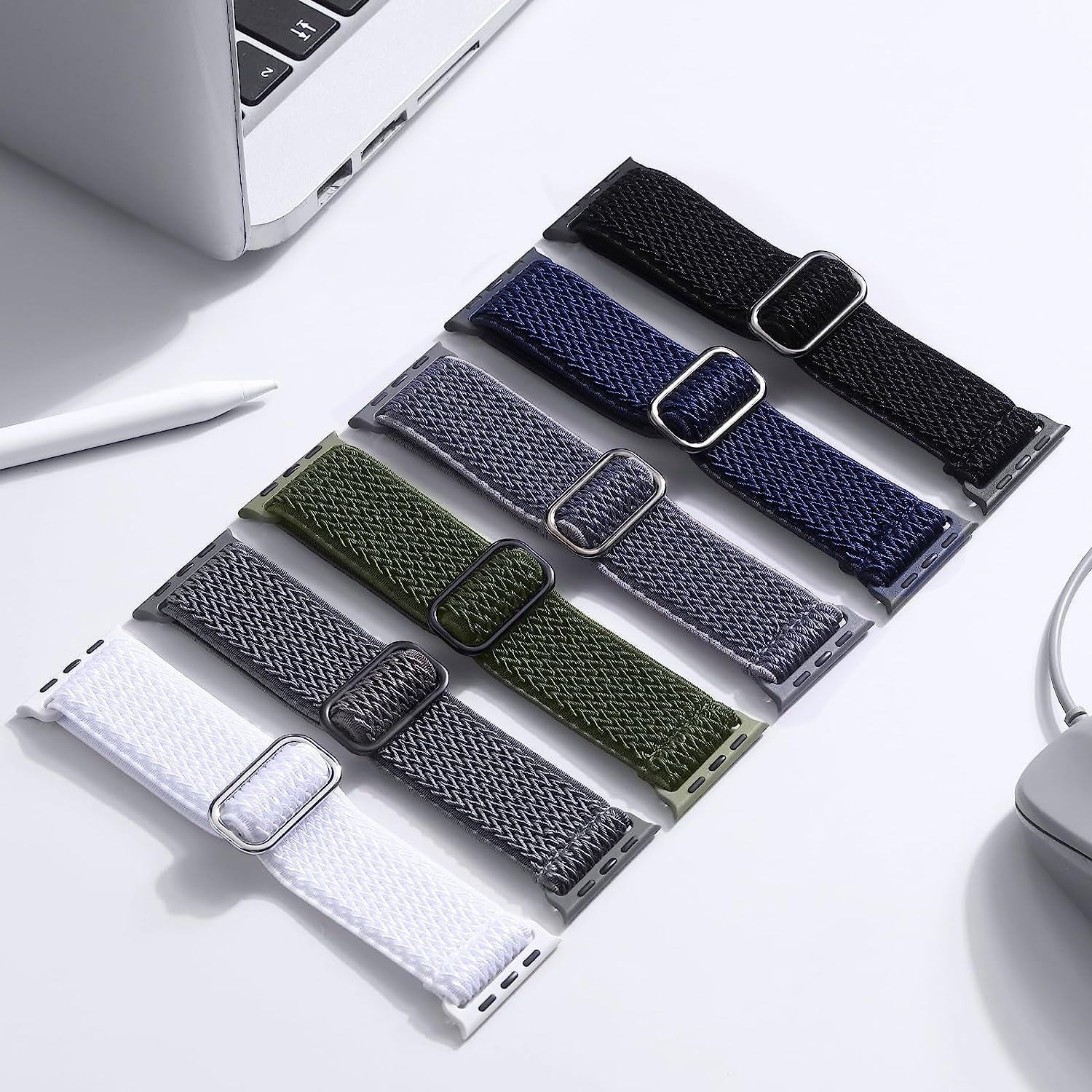 Lerobo 6 Pack Stretchy Braided Bands Compatible with Apple Watch 44Mm 45Mm 42Mm 49Mm 41Mm 40Mm 38Mm Women Men,Elastic Nylon Solo Loop Sport Strap Accessories for Iwatch Series Ultra 8/7/6/5/4/3/2/1/SE  Lerobo   