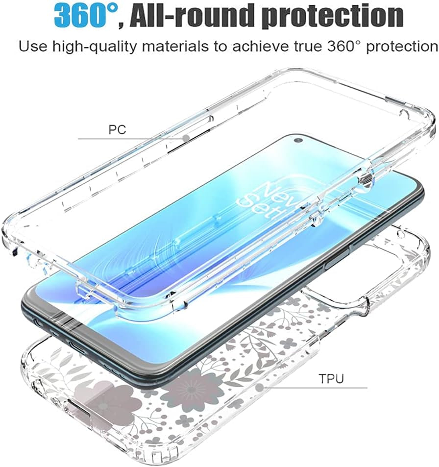 Zoeirc Case for Oneplus Nord N200 Case, Oneplus N200 5G Clear Case for Girls, Soft TPU 360 Full Body Shockproof Hybrid Bumper Crystal Clear Phone Case Cover for Oneplus Nord N200 5G (Floral Prints)  Zoeirc   