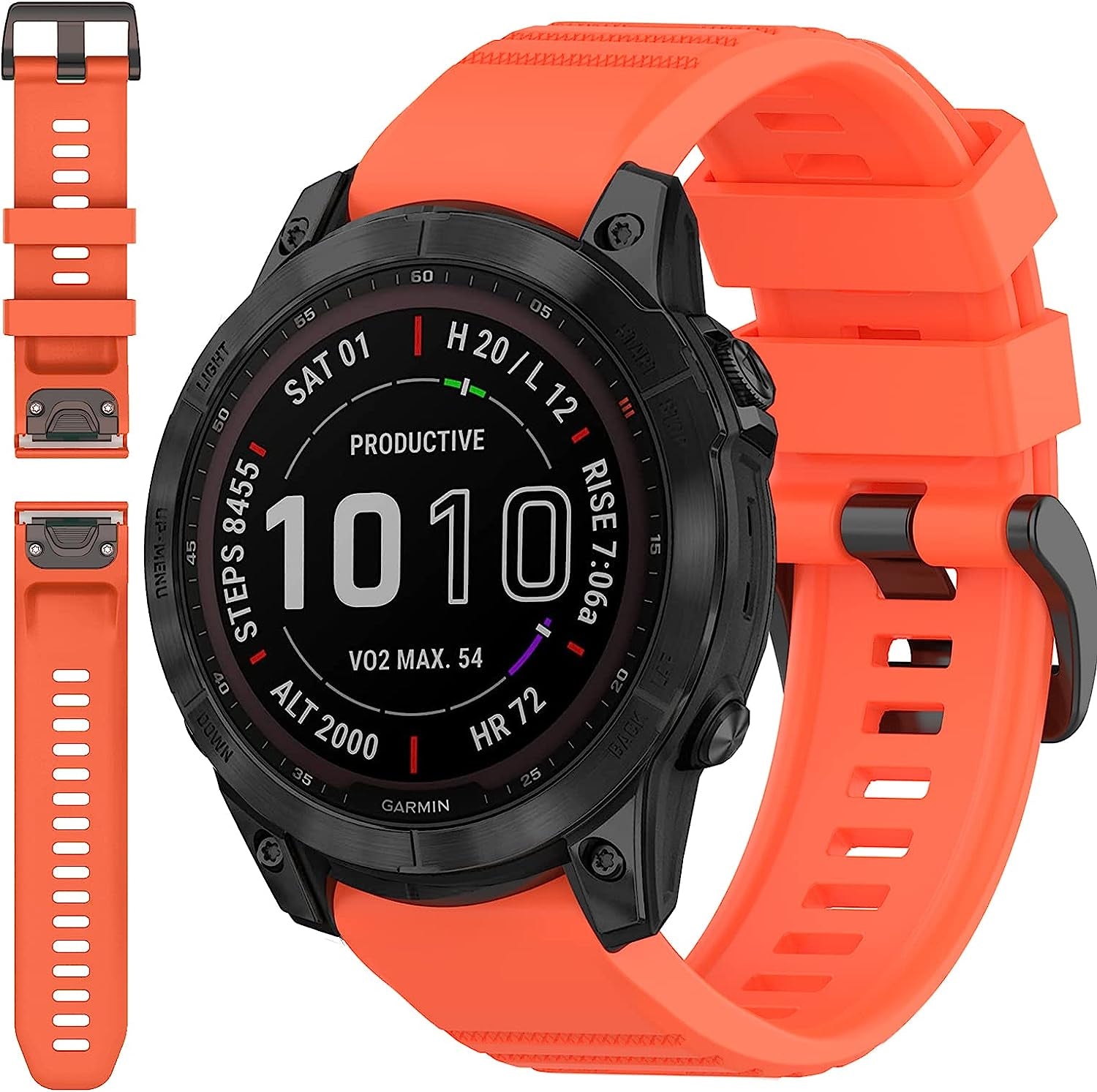 Miimall Compatible for Garmin Fenix 7 Watch Band 22Mm Sport Soft Silicone Flexible Watch Strap Quick Fit Silicone Band Strap for Garmin Fenix 7/7 Sapphire Solar/Fenix 6/6 Pro//Fenix 5 22Mm(Green)  Miimall Coral Red  