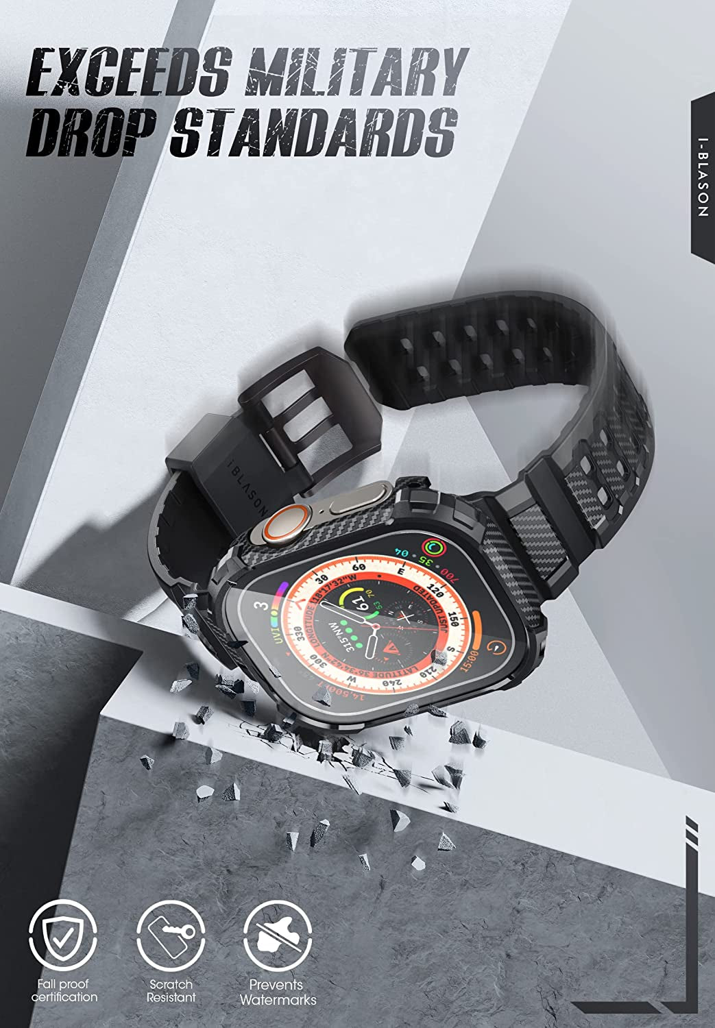 I-Blason Armorbox Compatible with Apple Watch Ultra Band [49Mm] for Apple Watch Ultra, Rugged TPU Watch Band & 2-Pack Bumper Cases [Built-In Tempered Glass Screen Protector] (Black, 49Mm)  i-Blason   