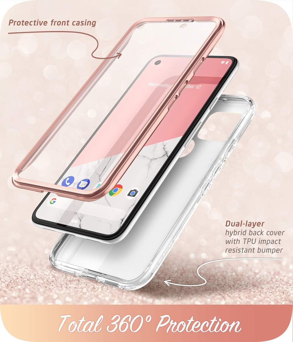 I-Blason Cosmo Series for Google Pixel 4A 5G Case 6.2 Inch (2020), Slim Full-Body Stylish Protective Case with Built-In Screen Protector (Marble)  i-Blason   