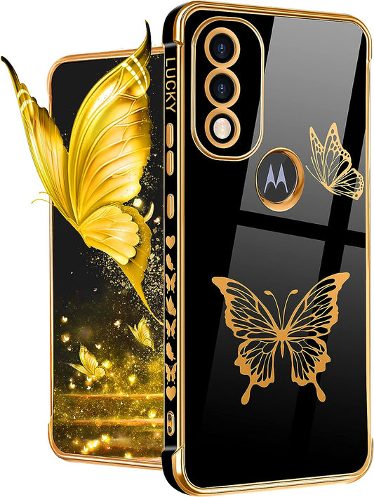 Coralogo for Moto G Pure Phone Case Butterfly for Women Girls Girly Pretty Cases Cute Black and Gold Plating Butterflies Unique Design Aesthetic Fashion Cover for Motorola Moto G Pure 2021 6.5"  Coralogo   
