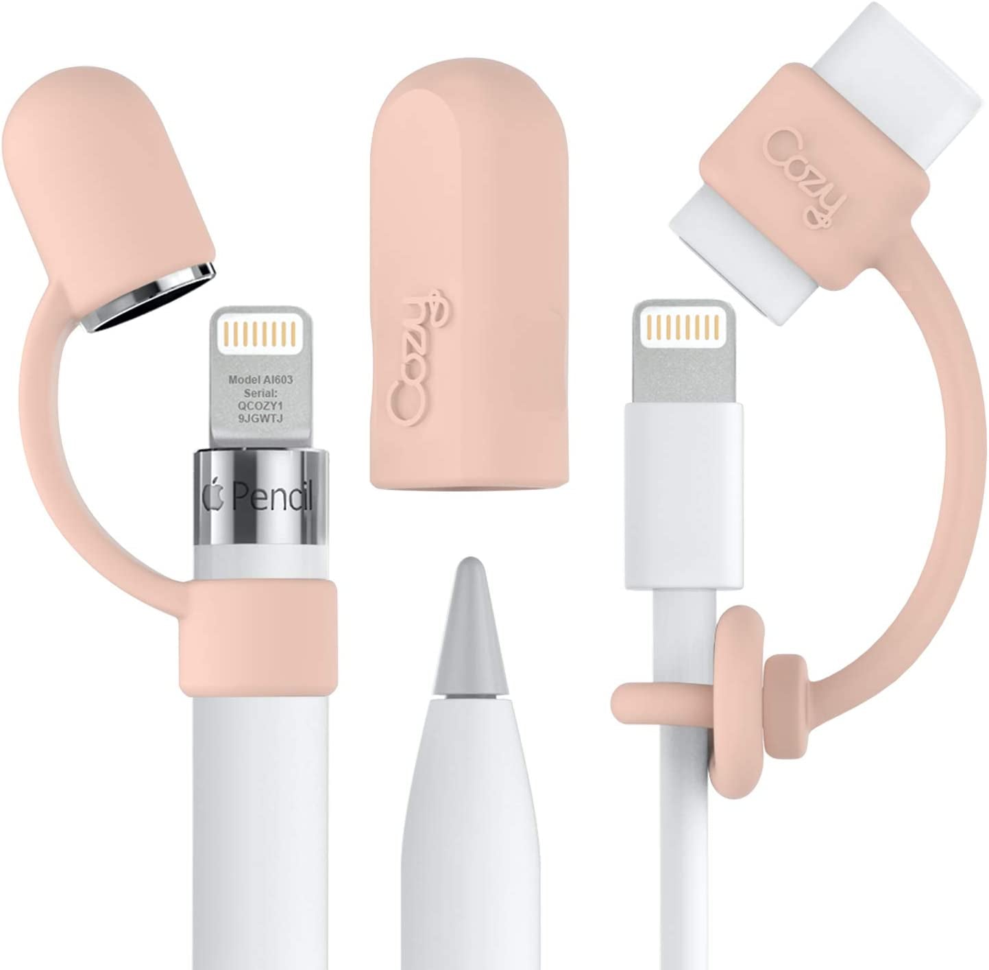 [3-Piece] Pencilcozy Combo Pack Cozy the Original Apple Pencil Cap Holder/Keeper, Compatible Apple Ipad Pro 6Th Generation Ipencil Charger/Nib Accessories | Case Friendly Design (Glow in the Dark)  Cozy Pink  