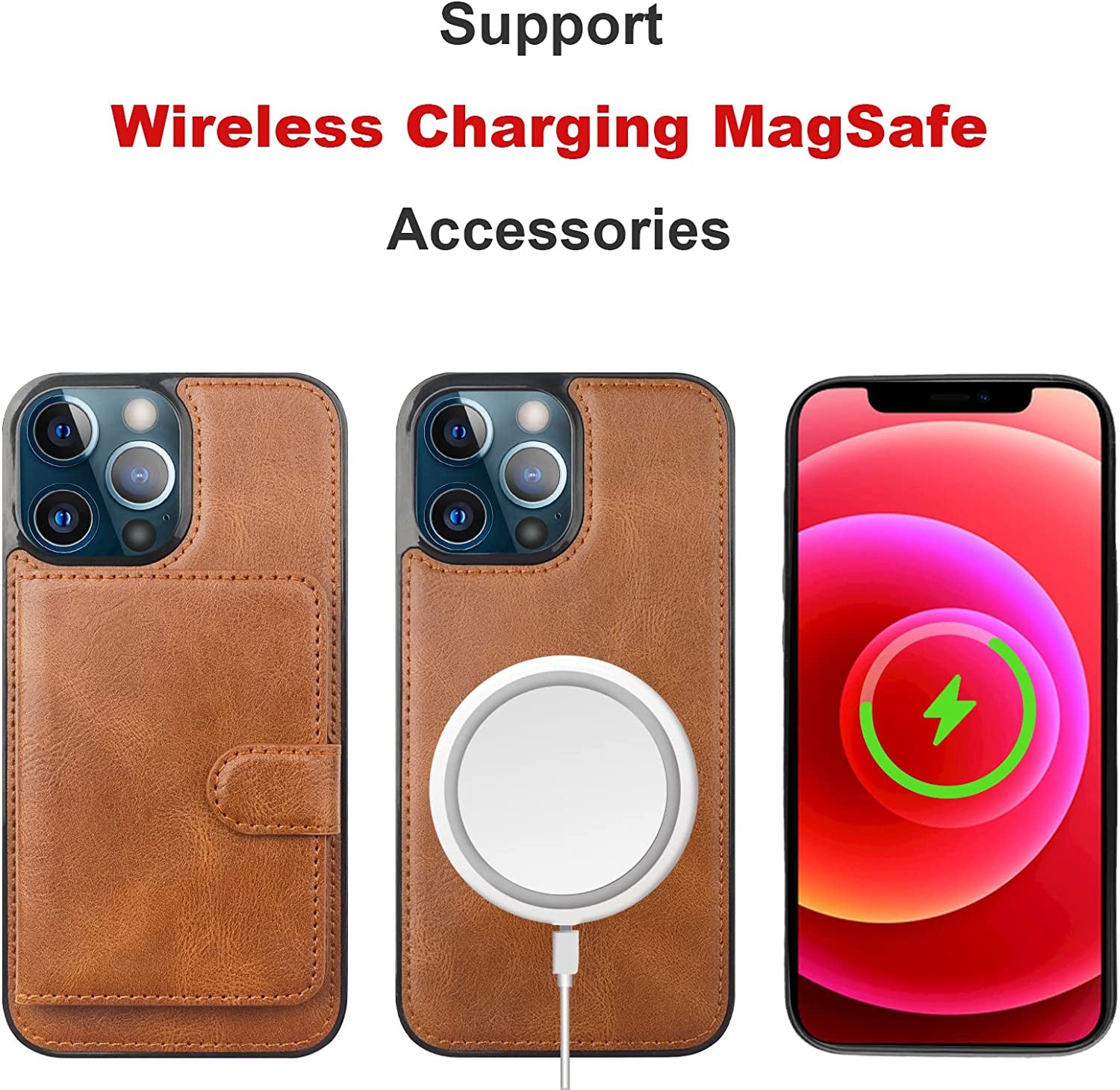 Bocasal Wallet Case for Iphone 13 Pro Max Compatible with Magsafe Magnetic RFID Blocking Detachable Premium PU Leather Flip Case with Card Slots Holder Kickstand Wireless Charging 6.7 Inch (Brown)  Bocasal   