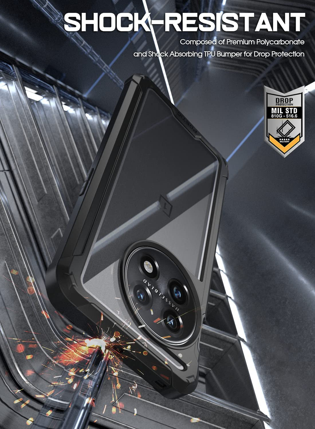 Poetic Guardian Case for Oneplus 11 5G 6.7" (2023) [20 FT Mil-Grade Drop Tested], Full-Body Hybrid Shockproof Bumper Cover with Built-In Screen Protector, Black/Clear  Poetic   