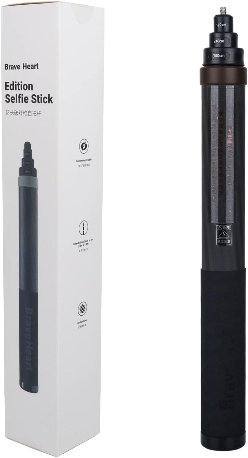 New 36Cm to 3M Invisible Carbon Fiber Monopod Selfie Stick for Insta360 Insta 360 ONE X3 X2 ONE RS One R ONE X Camera Accessories  QiShang   