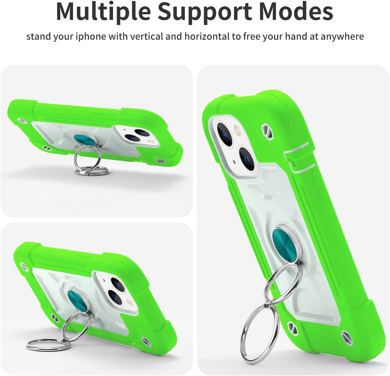 Cookiver for Iphone 14 Case/Iphone 13 Case Inch with Ring Stand, with 2 Pack Glass Screen Protector + 1 Pack Camera Lens Protector,Heavy-Duty Shockproof Military Grade Rugged Cover (Guava)  Cookiver   