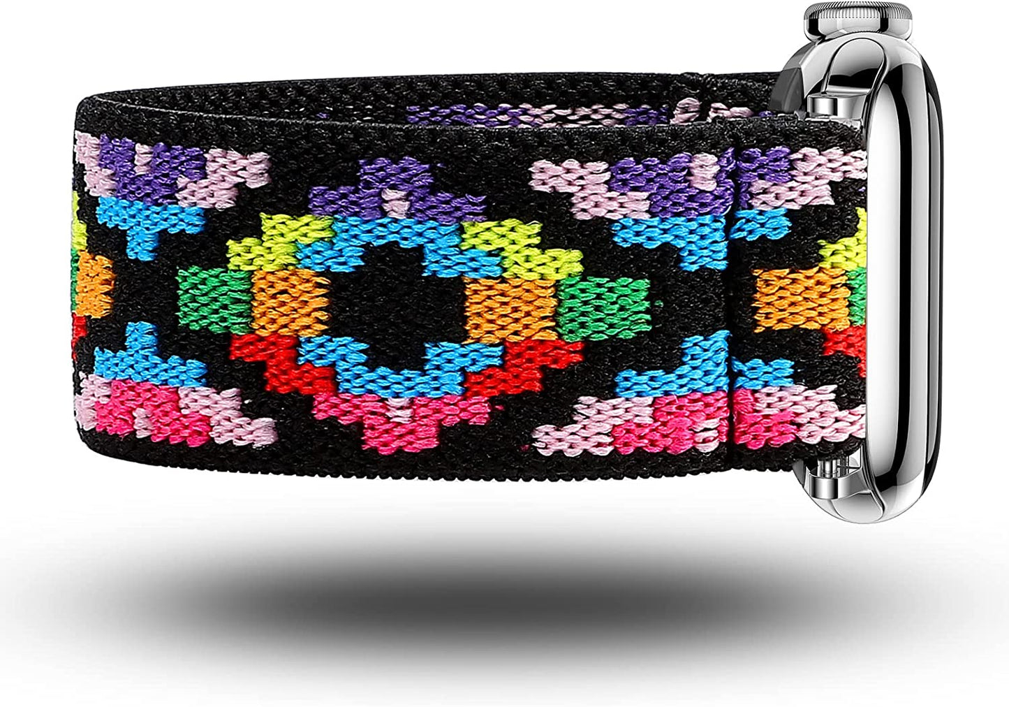 TOYOUTHS Elastic Band Compatible with Apple Watch Band Scrunchies Stretchy Solo Loop 41Mm/40Mm/38Mm Soft Nylon Strap Replacement Wristband for Iwatch Series 8/7/SE/6/5/4/3/2/1, Black/Gold/Blue, S  TOYOUTHS   