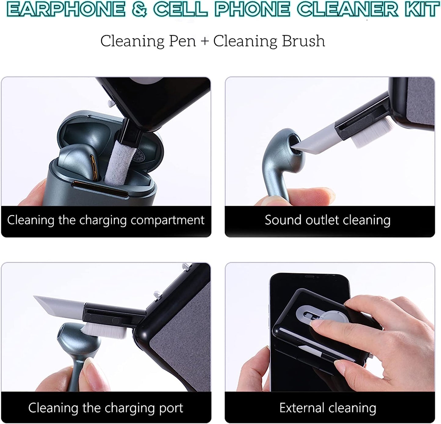 Airpod Cleaner Kit, Howkes 6 in 1 Keyboard Cleaning Kit with Key Puller, Electronic Cleaner Kit for Phone Computer Macbook Earbud, Portable All-In-One Cleaning Kit (Black)  Shenzhen Mackinpoint Technology Co.   